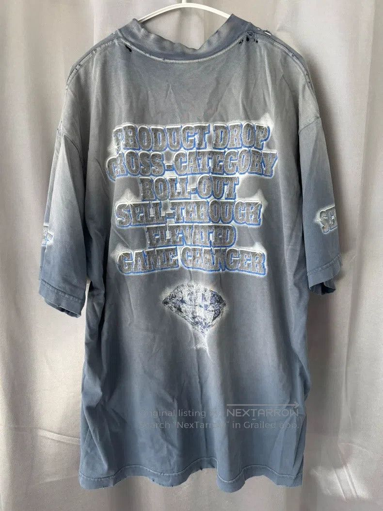 Balenciaga Balenciaga Washed Blue Destruction Short Sleeve Size US S / EU 44-46 / 1 - 2 Thumbnail