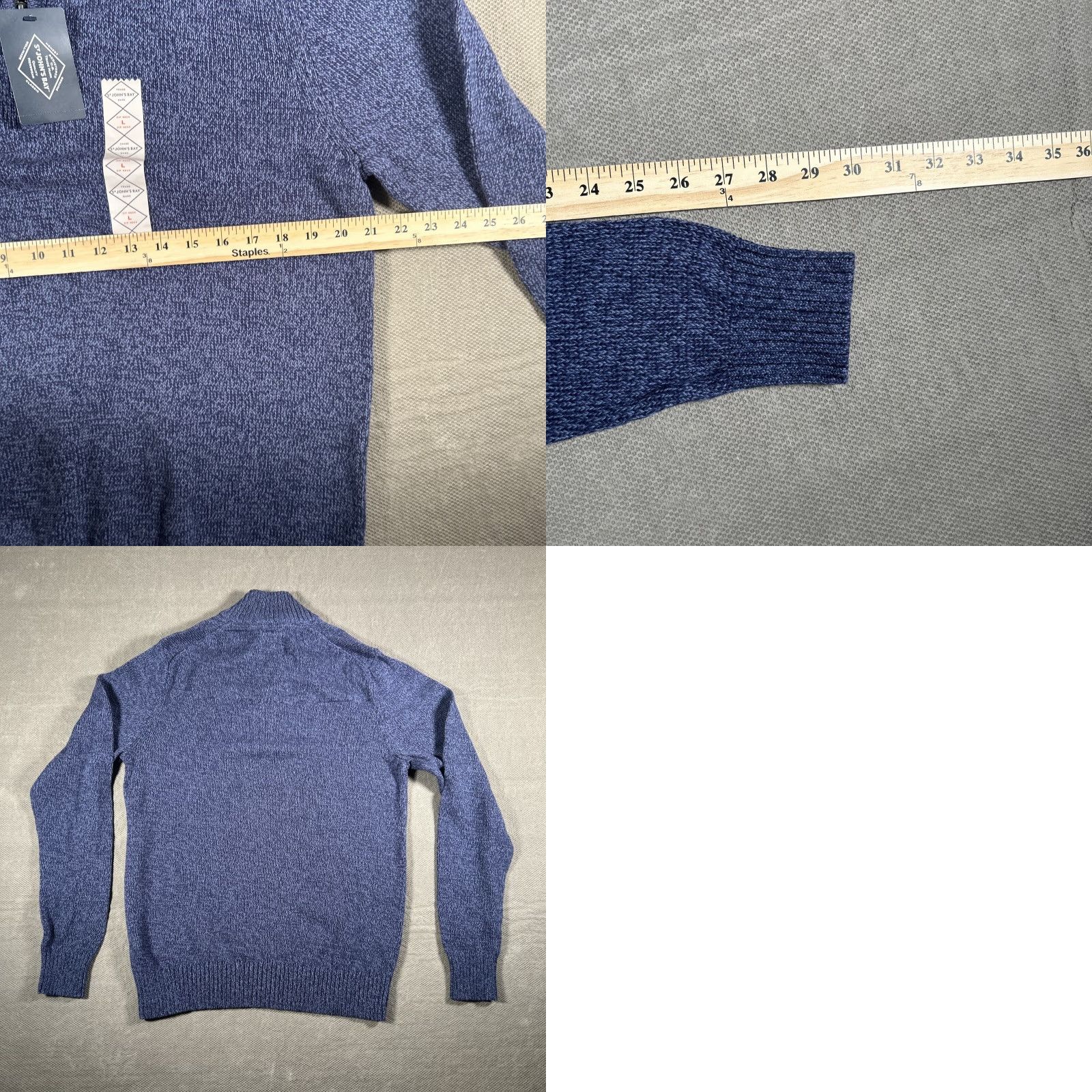 Vintage St Johns Bay Sweater L Blue Eclipse Quarter Zip Zip Neck Men Large Pullover Size US L / EU 52-54 / 3 - 8 Thumbnail
