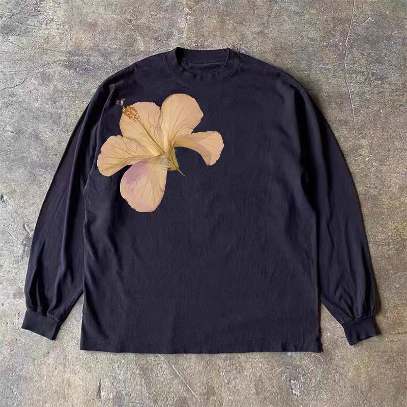 Vintage Black retro floral print long-sleeved t-shirt Size US M / EU 48-50 / 2 - 1 Thumbnail
