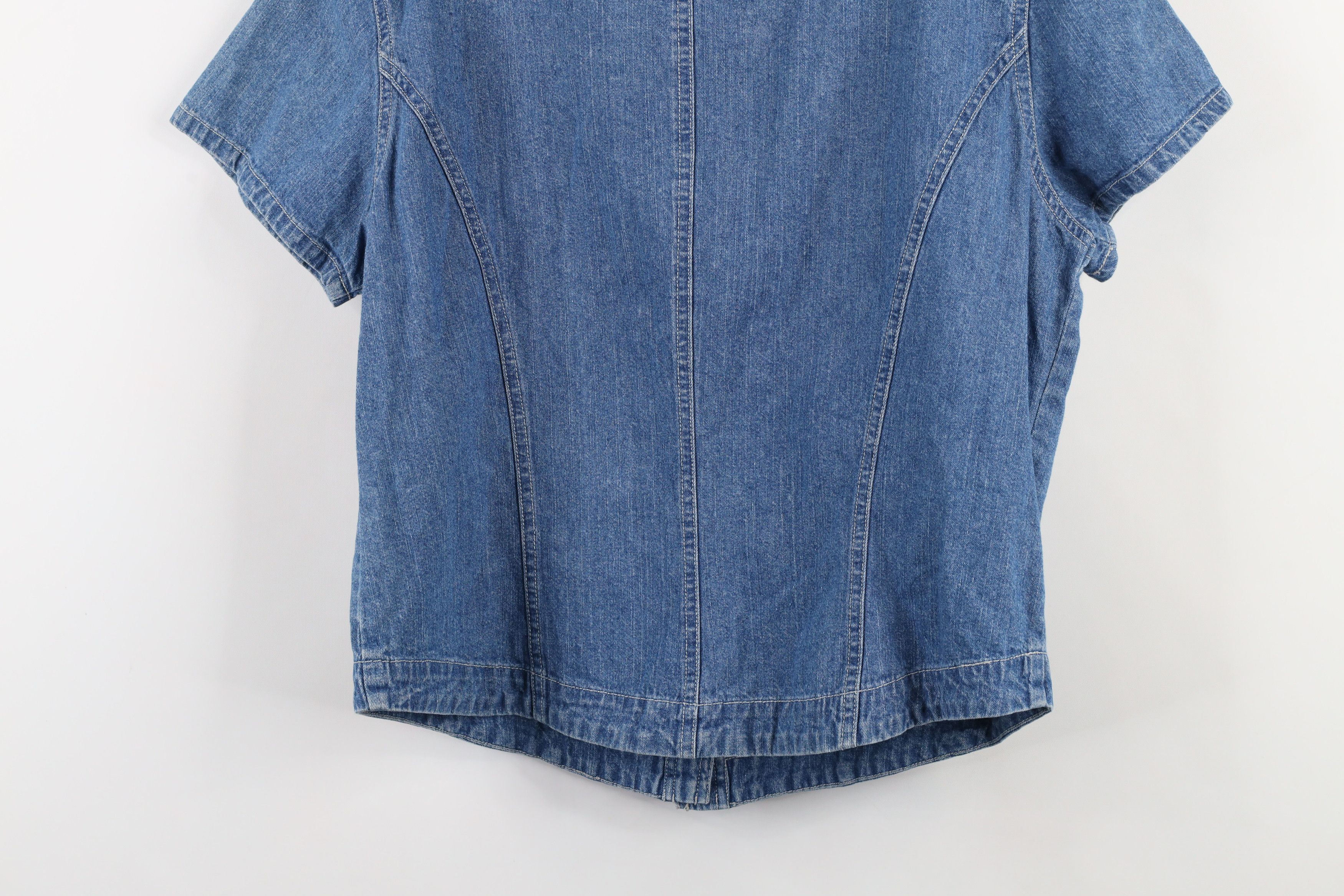 Gap × Vintage Vintage Y2K 90s Gap Cropped Denim Jean Button Shirt Blue Size L / US 10 / IT 46 - 11 Thumbnail