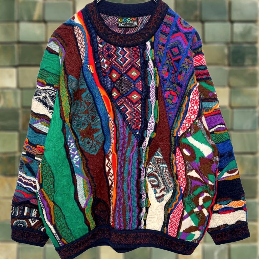 Coogi VTG COOGI Cardigan Sweater 3D Knit Wool Multicolor Wool