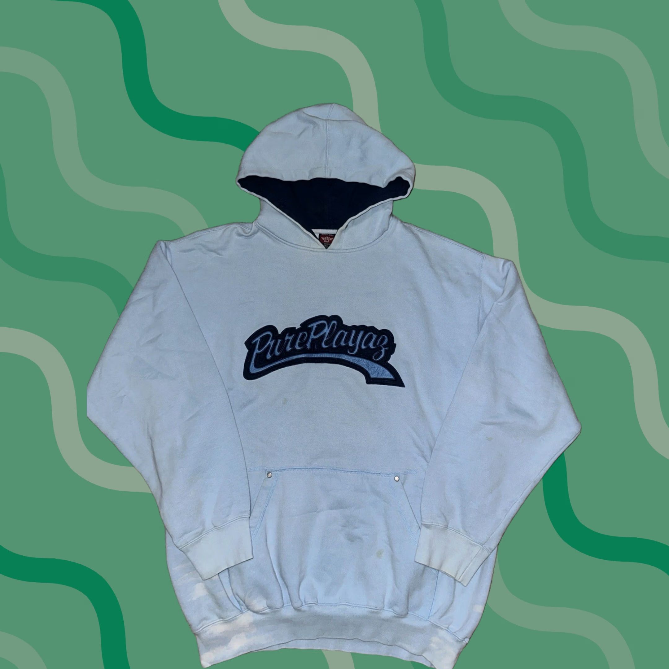 Vintage VINTAGE Pure Playaz Hoodie 2XL Blue Solid Cotton Fleece Embroidered Logo Pullover 90s Baggy Hip Hop Mens Hoodie Size US XXL / EU 58 / 5 - 1 Thumbnail