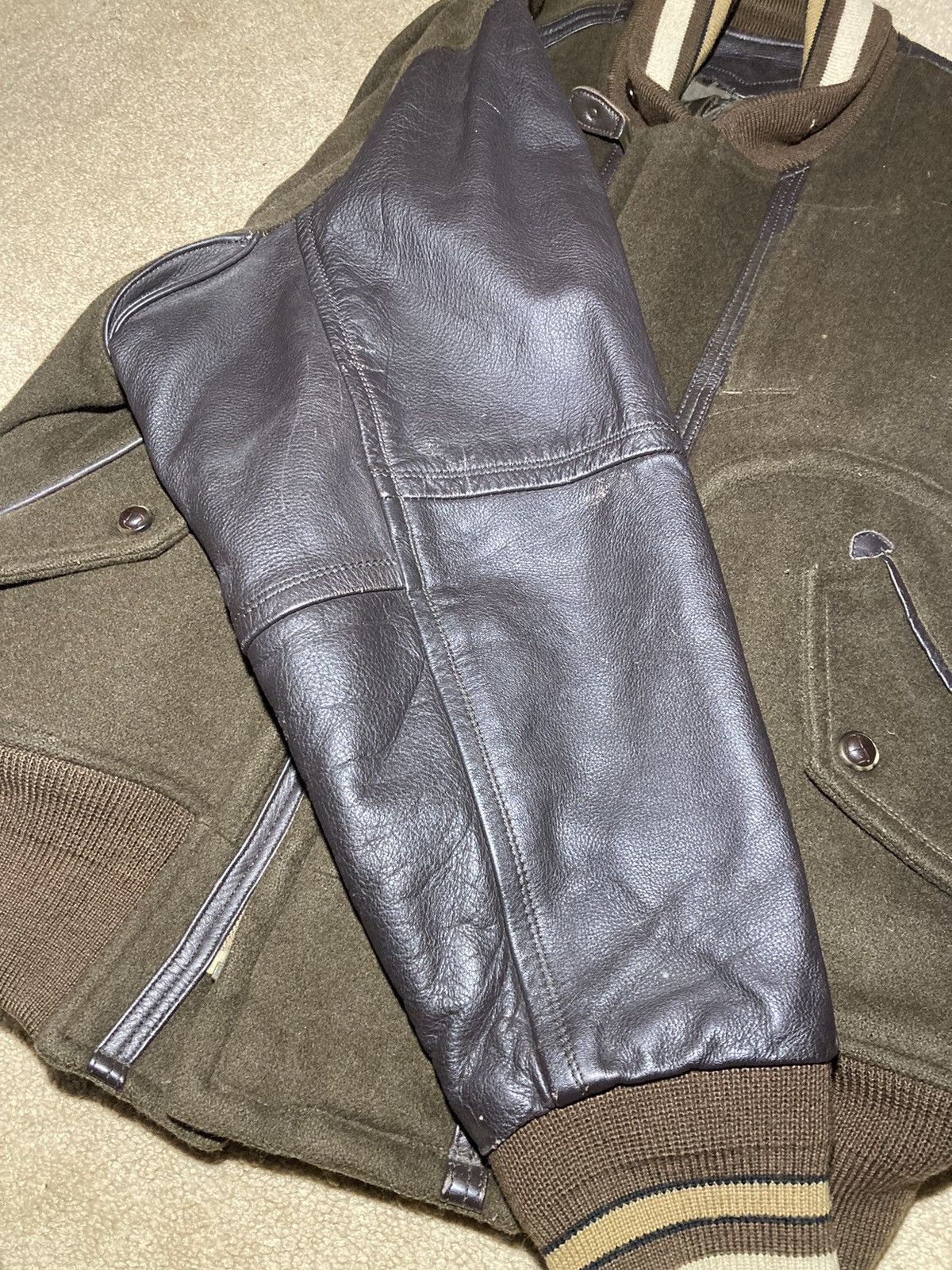 Japanese Brand FW89 Monsieur Nicole Leather Varsity Aviator Jacket 1989 90s Size US M / EU 48-50 / 2 - 11 Thumbnail