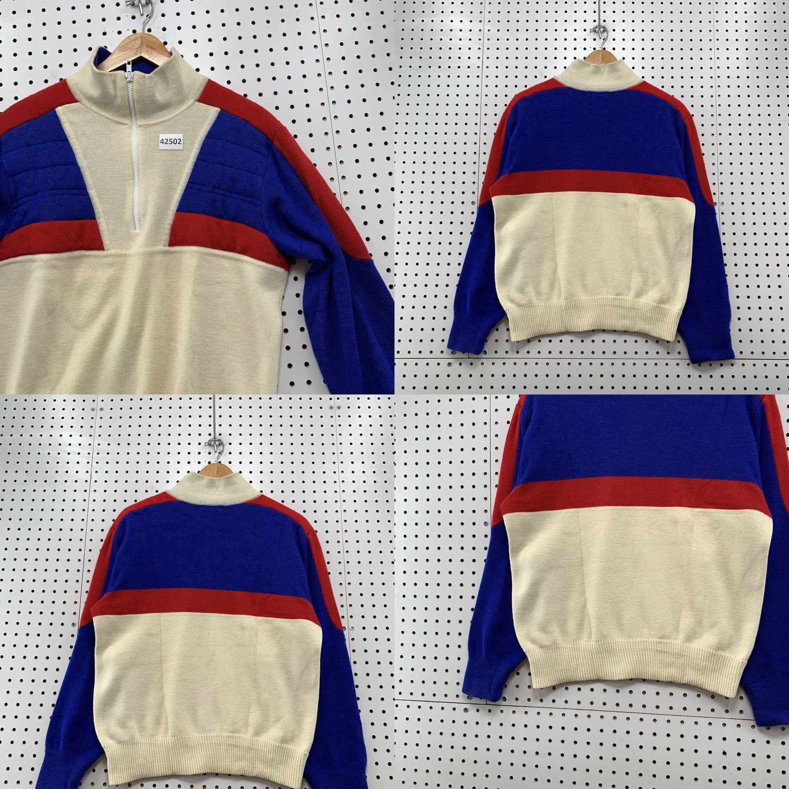 Obermeyer Vintage Obermeyer Sweater Mens Large Cream Red Blue Wool Blend Knit Pullover Size US L / EU 52-54 / 3 - 8 Thumbnail