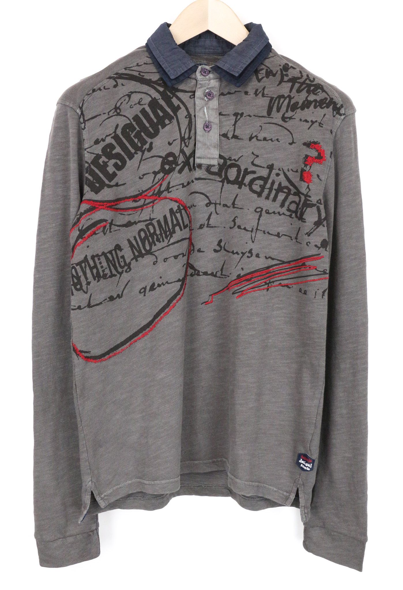 Desigual JAVI S Grey Cotton Patterned Polo Shirt 74472 Size US S / EU 44-46 / 1 - 1 Thumbnail