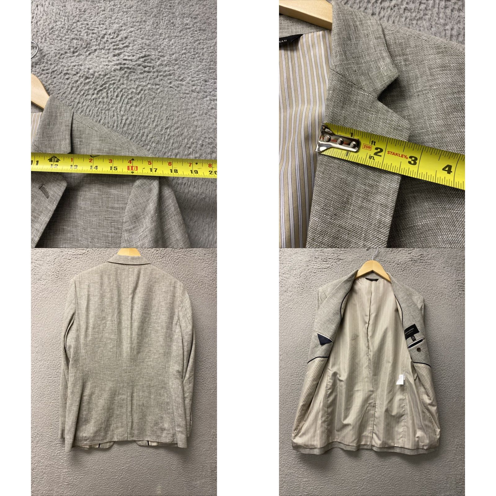Banana Republic Banana Republic Men's Blazer 40R Luxurious Gray Linen Wool Blend, Regular Fit, Two-Button, Notch Lapel, Inner Pockets, Business Casual Size 40R - 8 Thumbnail