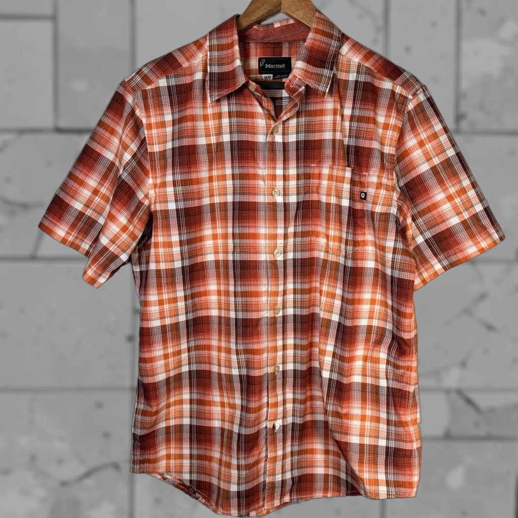 Marmot Marmot Shirt Orange Plaid Short Sleeve Button-Down Mens Size M Size US M / EU 48-50 / 2 - 1 Thumbnail