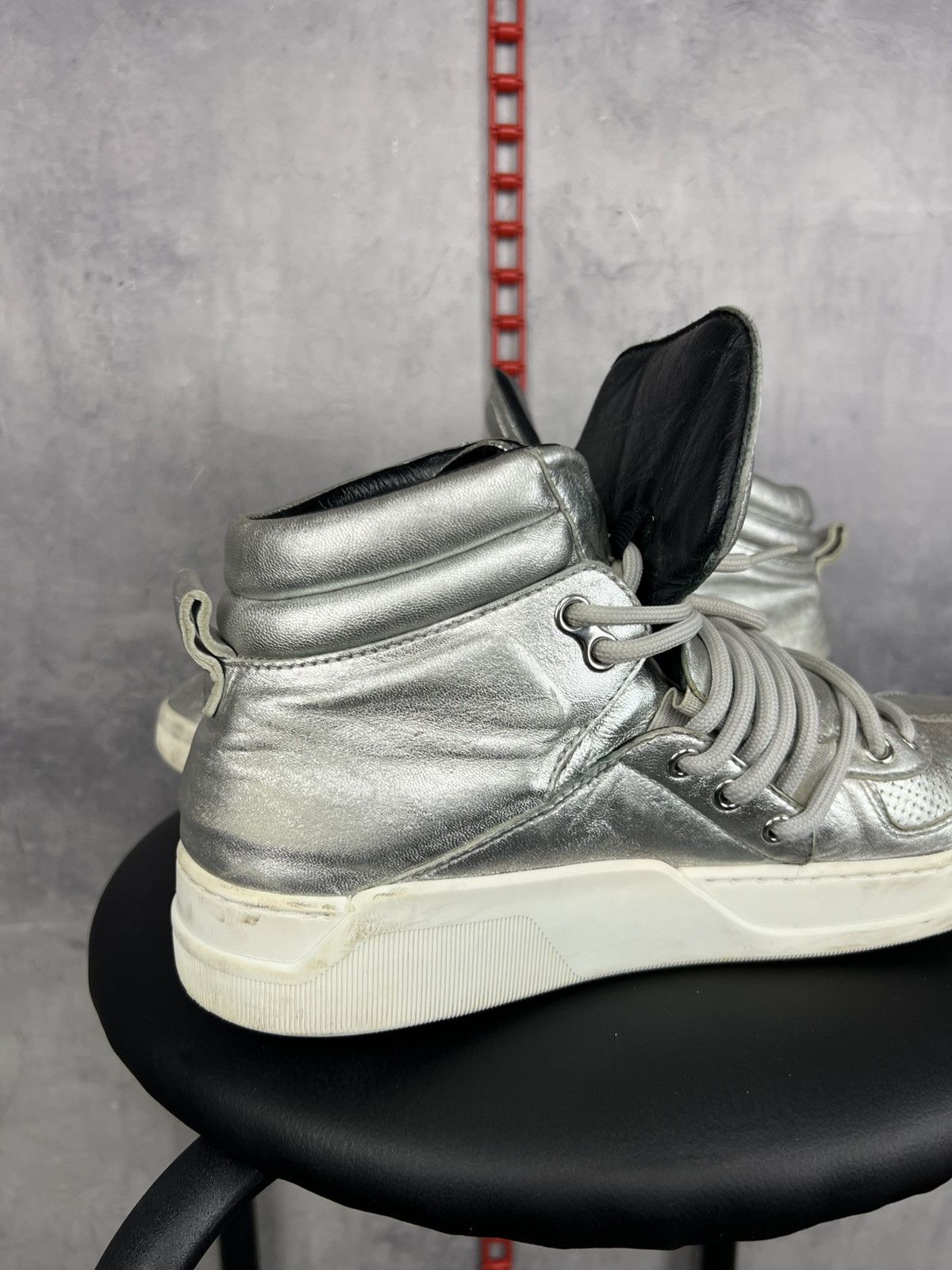 Dolce & Gabbana Dolce & Gabbana Silver Leather High Top Sneakers Size 8,5 Size US 8.5 / EU 41-42 - 16 Thumbnail