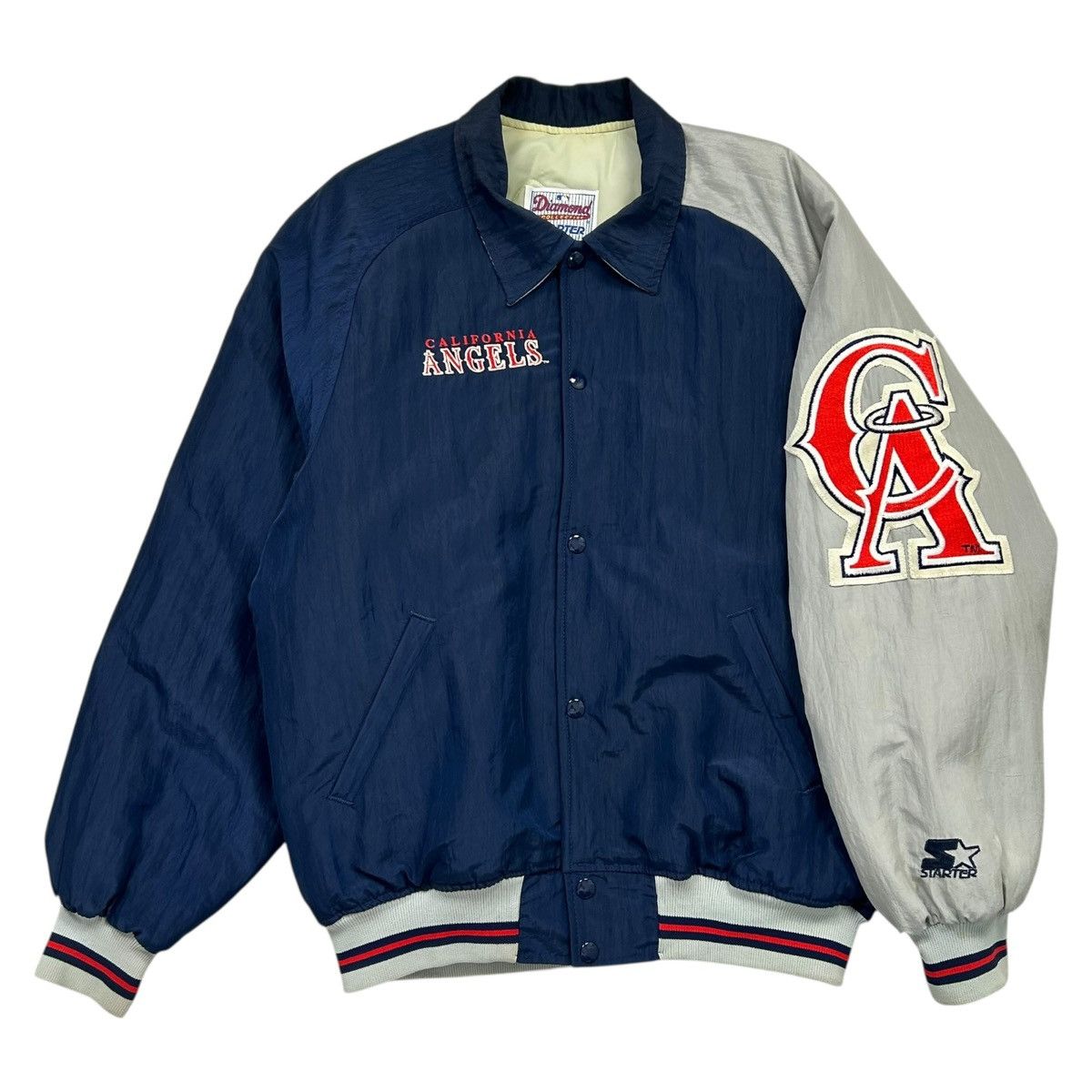 MLB × Starter × Vintage 90s CALIFORNIA ANGELS DIAMOND COLLECTION SATIN JACKET Size US M / EU 48-50 / 2 - 1 Thumbnail