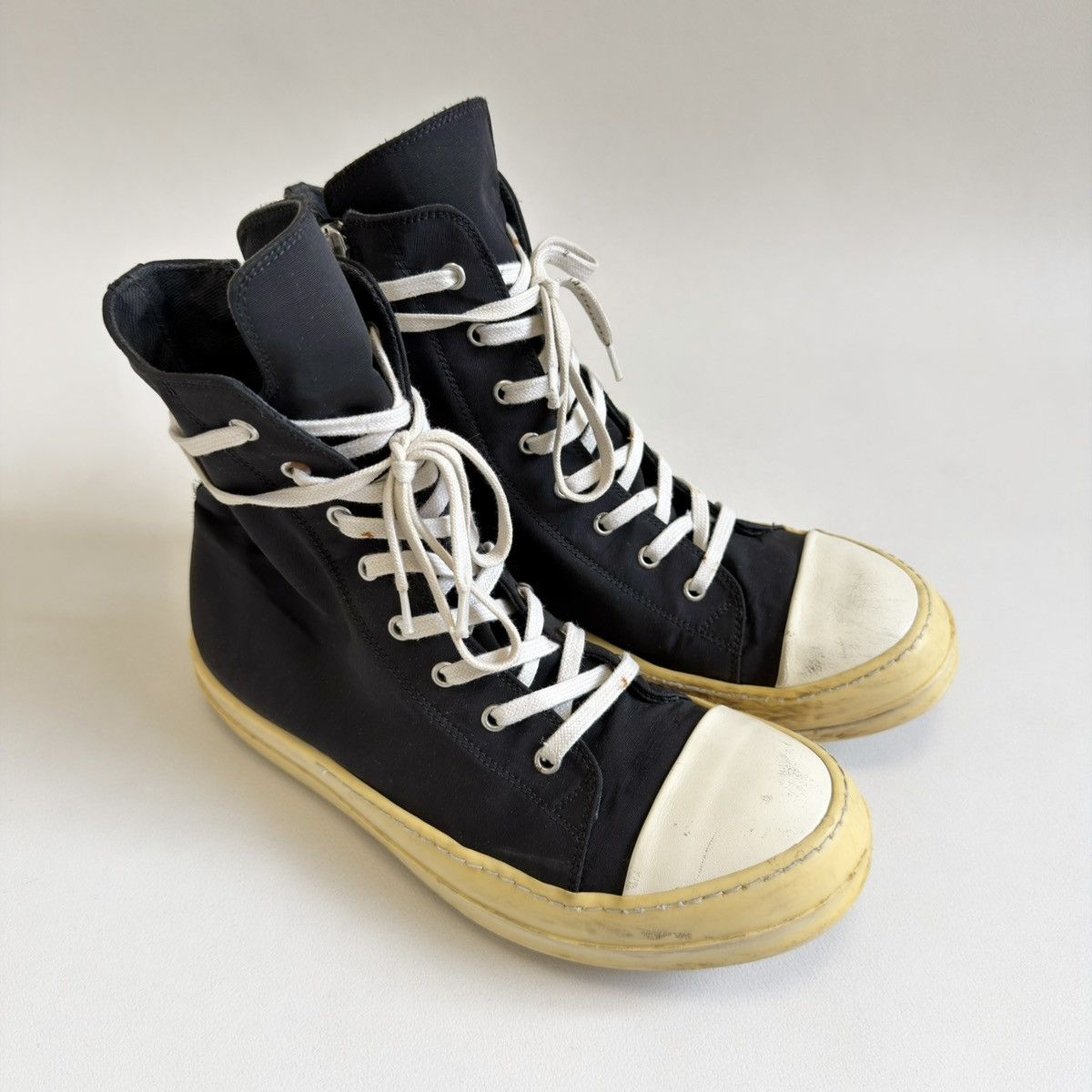 Rick Owens Drkshdw Yellow Sole Black Nylon Ramones Sneakers Size US 8 / EU 41 - 7 Thumbnail
