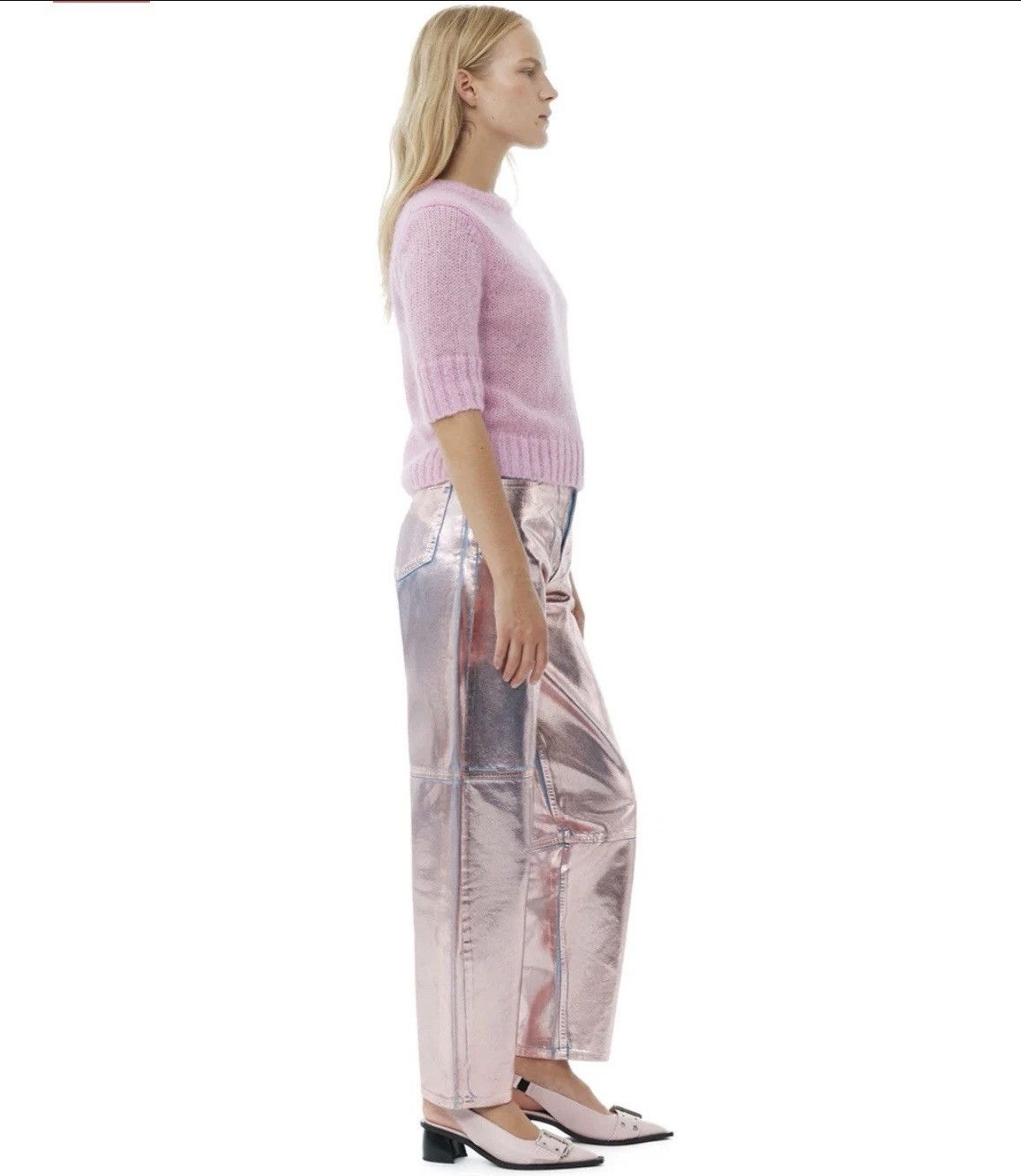 Ganni Ganni LILAC FOIL DENIM STARY Size 29" - 2 Thumbnail