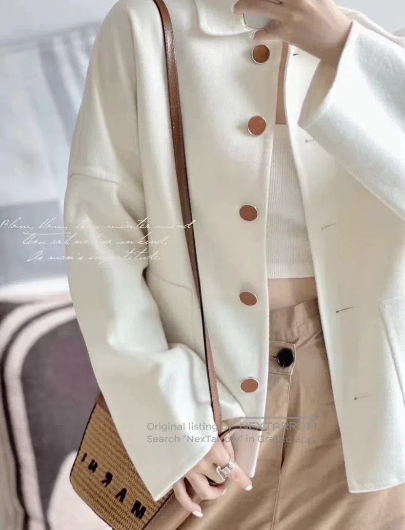 Hermes Hermes Cream White Leather Buckle Double-Sided Cashmere Co Size XS / US 0-2 / IT 36-38 - 9 Thumbnail