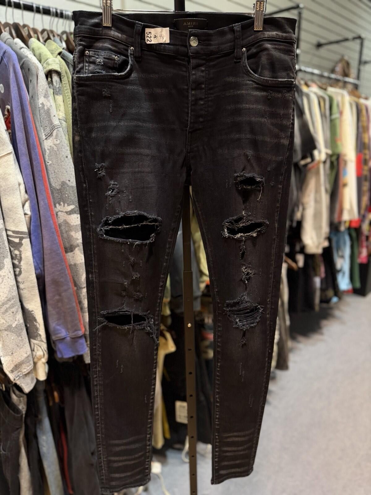 Amiri Size 33 - Amiri Black Jeans Rips Style Jeans 100% Authentic Size US 33 - 3 Thumbnail