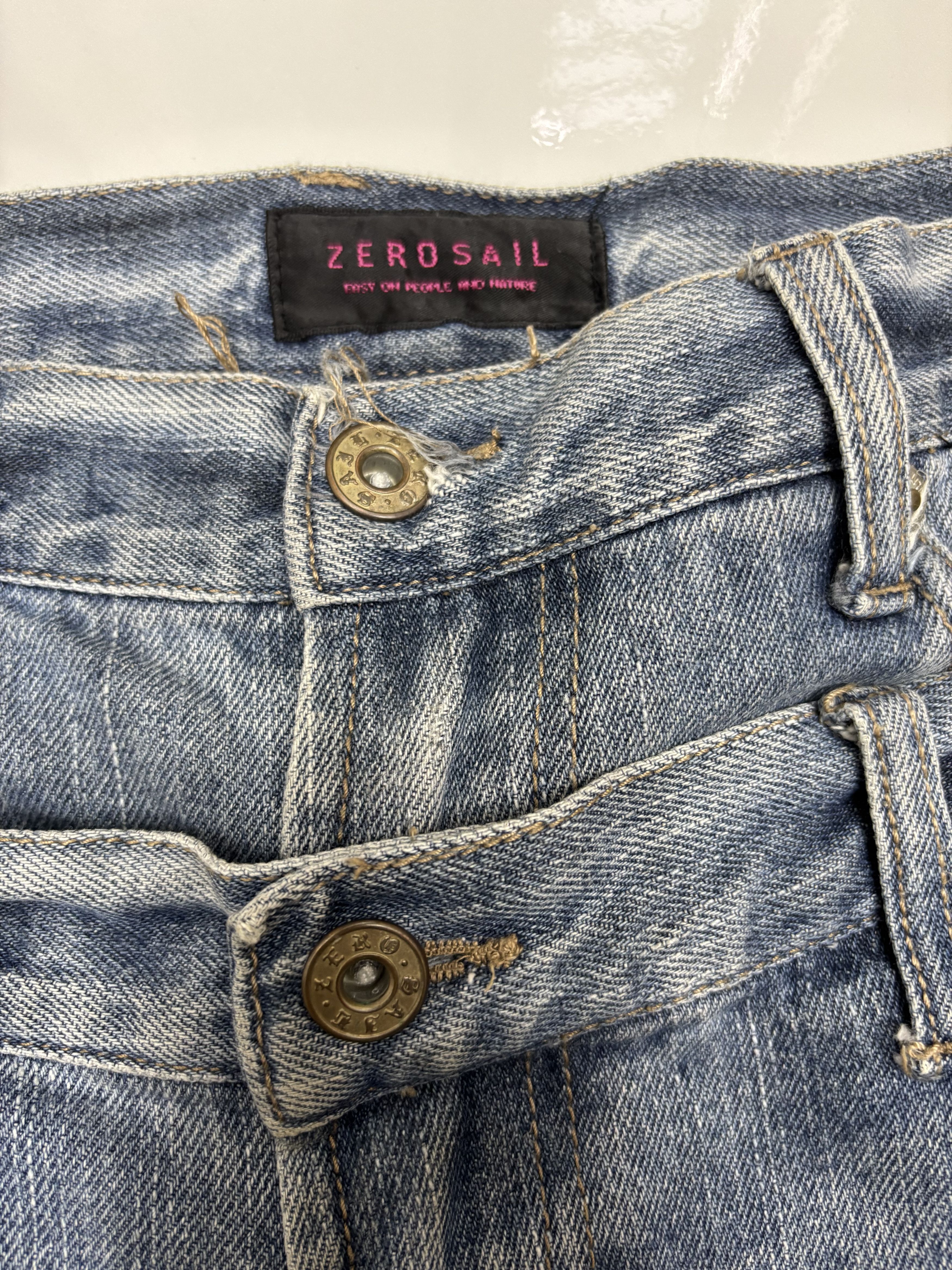 Tornado Mart ZEROSAIL Punk Double Waist Distressed Denim Jeans Size US 33 - 9 Thumbnail