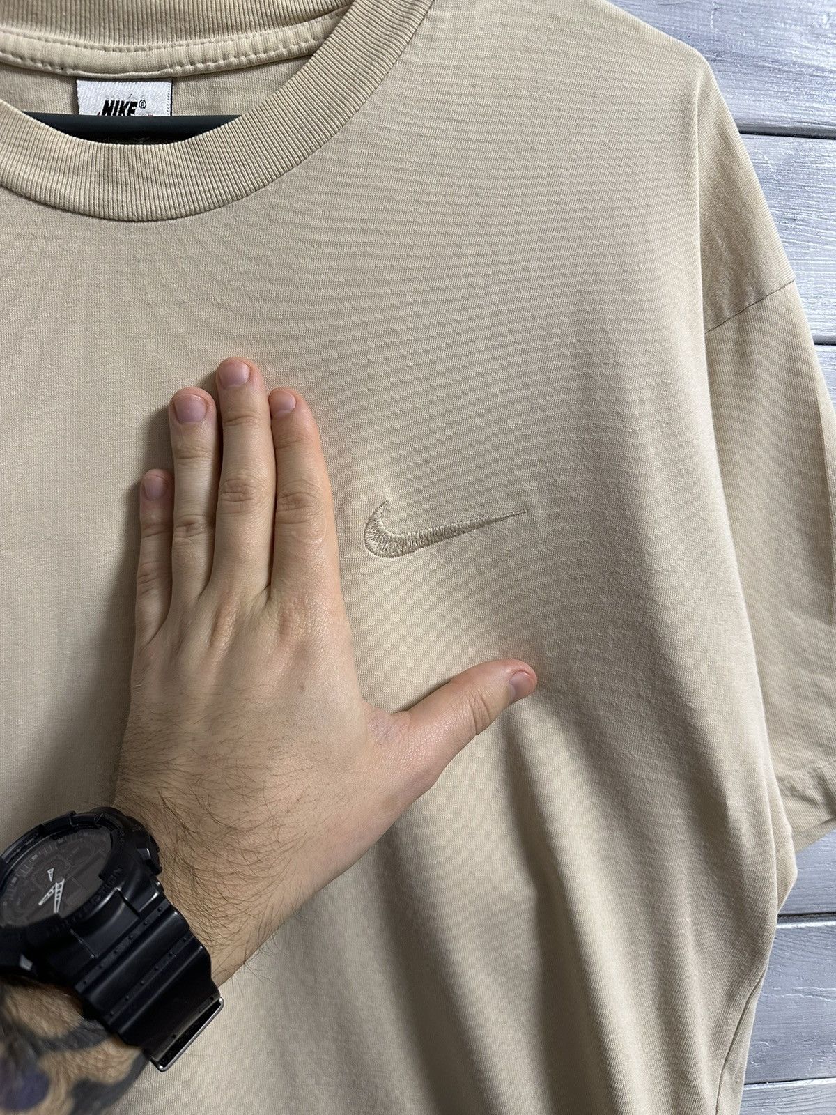 Nike Rare Vintage T-Shirt Nike 90’e Small Swoosh Drill. Size US M / EU 48-50 / 2 - 2 Thumbnail