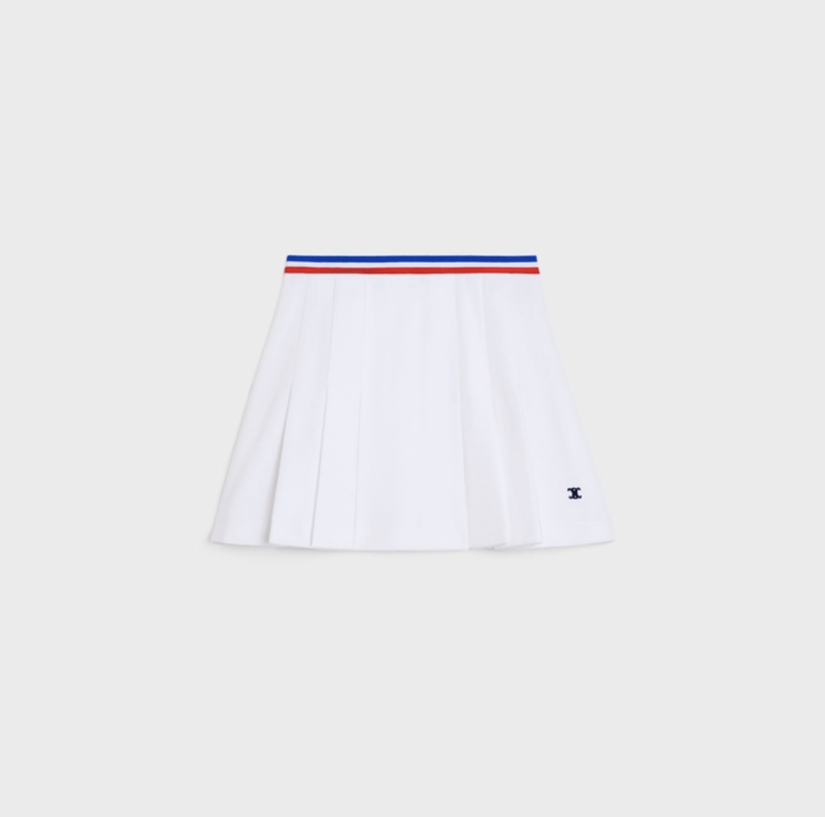 image of Celine O1W1Db10324 Short Pleated Skirt In White, Women's