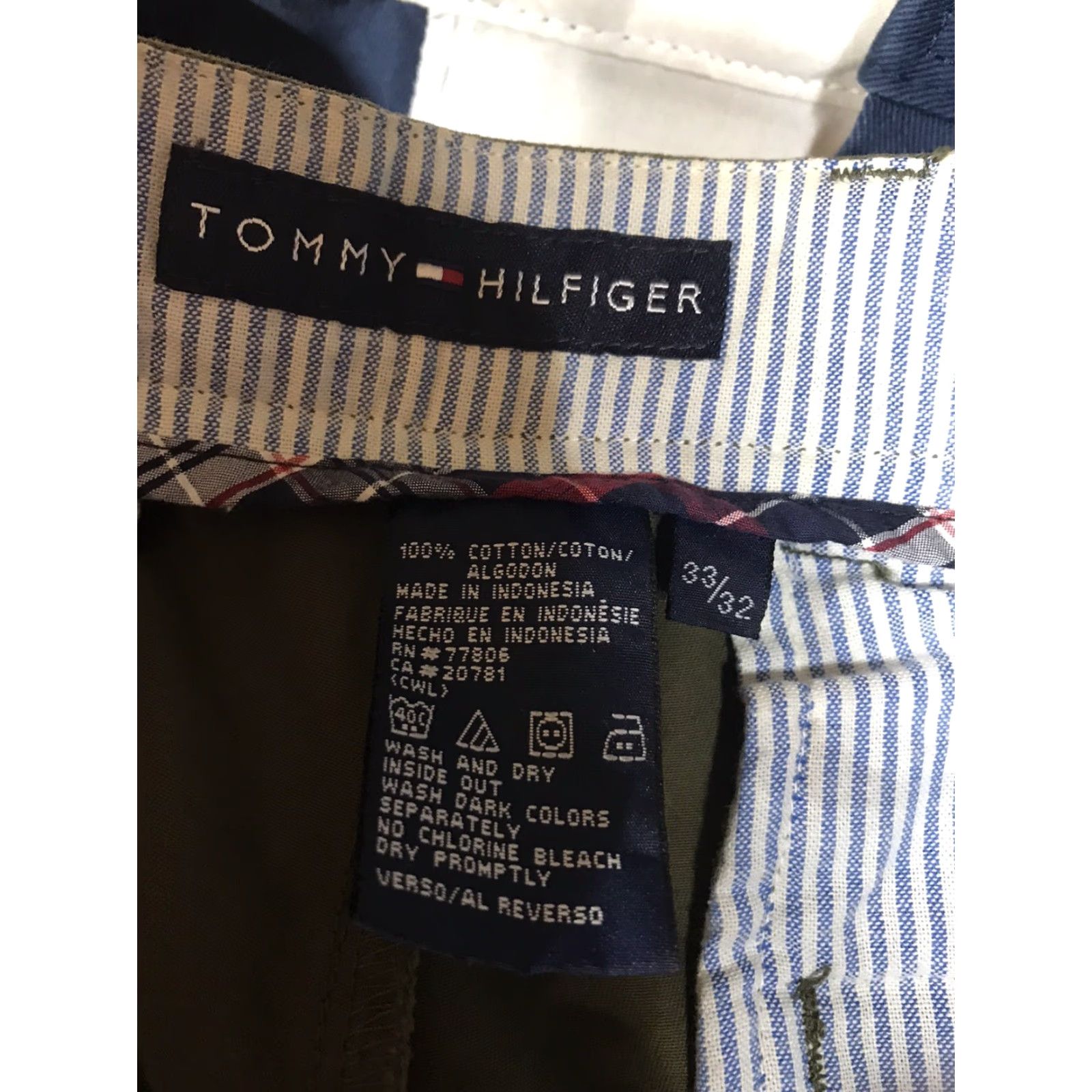 Tommy Hilfiger VINTAGE Tommy Hilfiger Pants Mens 33x32 Olive Pleated Straight Fit 5-Pocket Logo 90s Dress Workwear Trousers Size US 33 - 3 Thumbnail