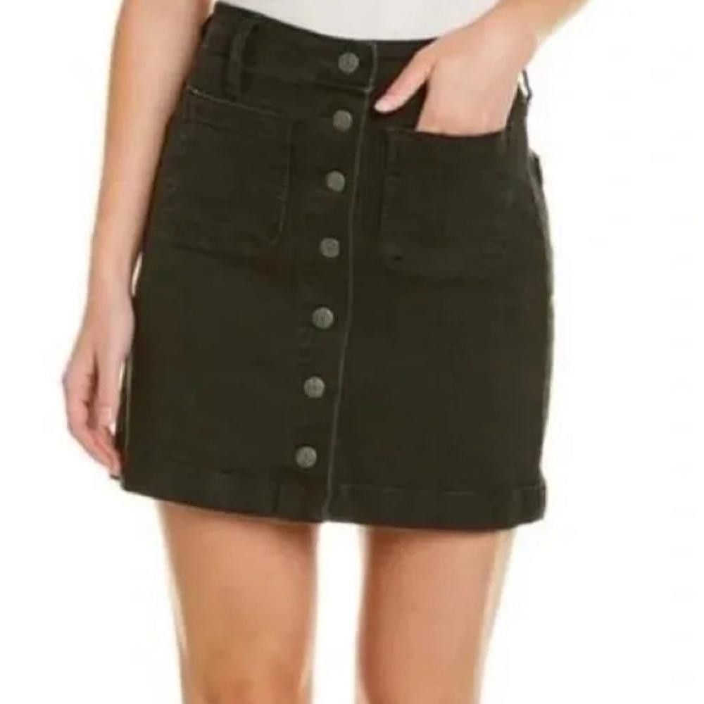 Madewell Madewell l Black Denim Front Button Aline Mini Skirt Size 26 Size 26" / US 2 / IT 38 - 8 Thumbnail