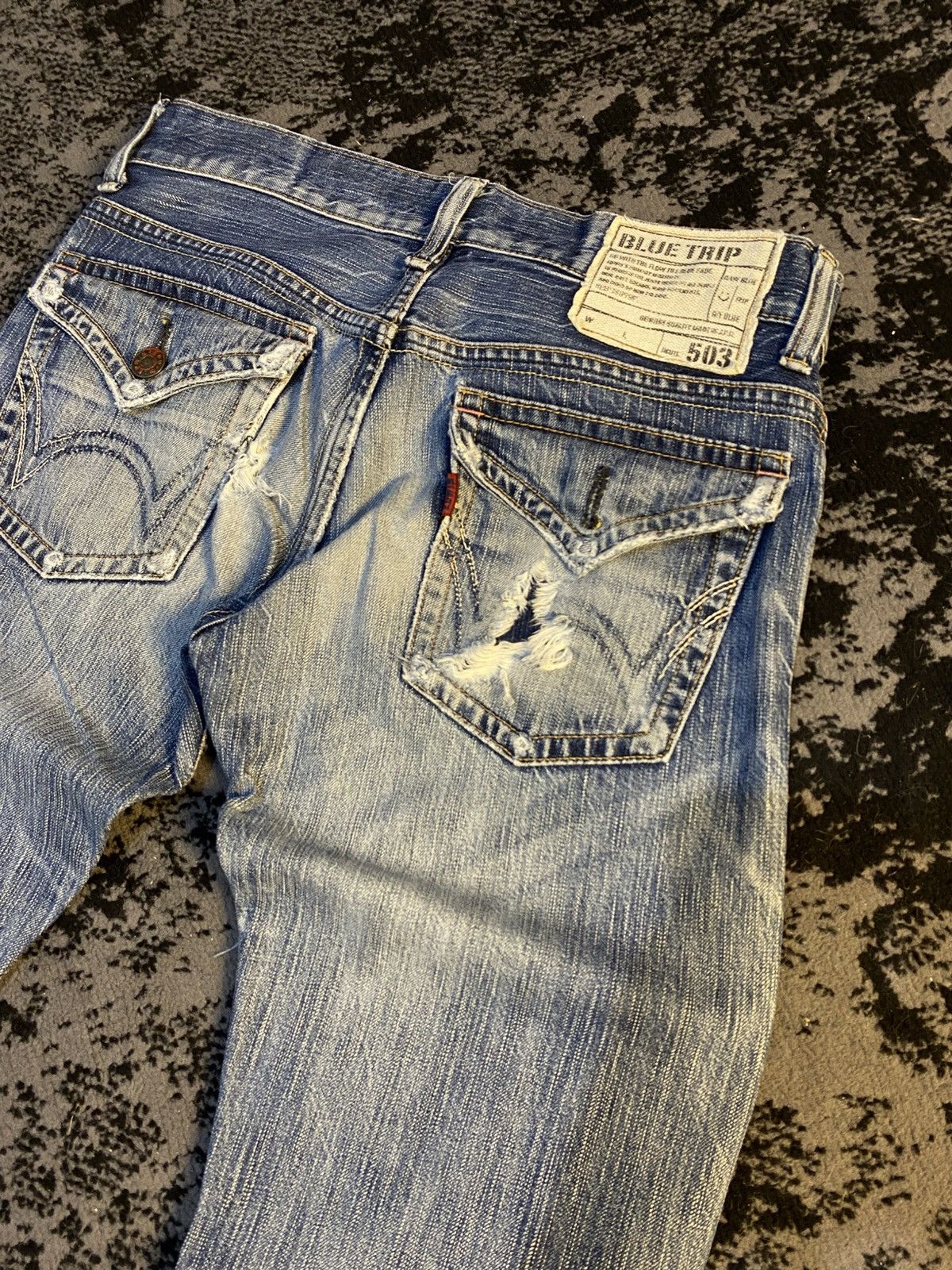 Edwin 503 Flare Edwin Blue Trip Distressed Jeans 🔥 Size US 30 / EU 46 - 10 Thumbnail
