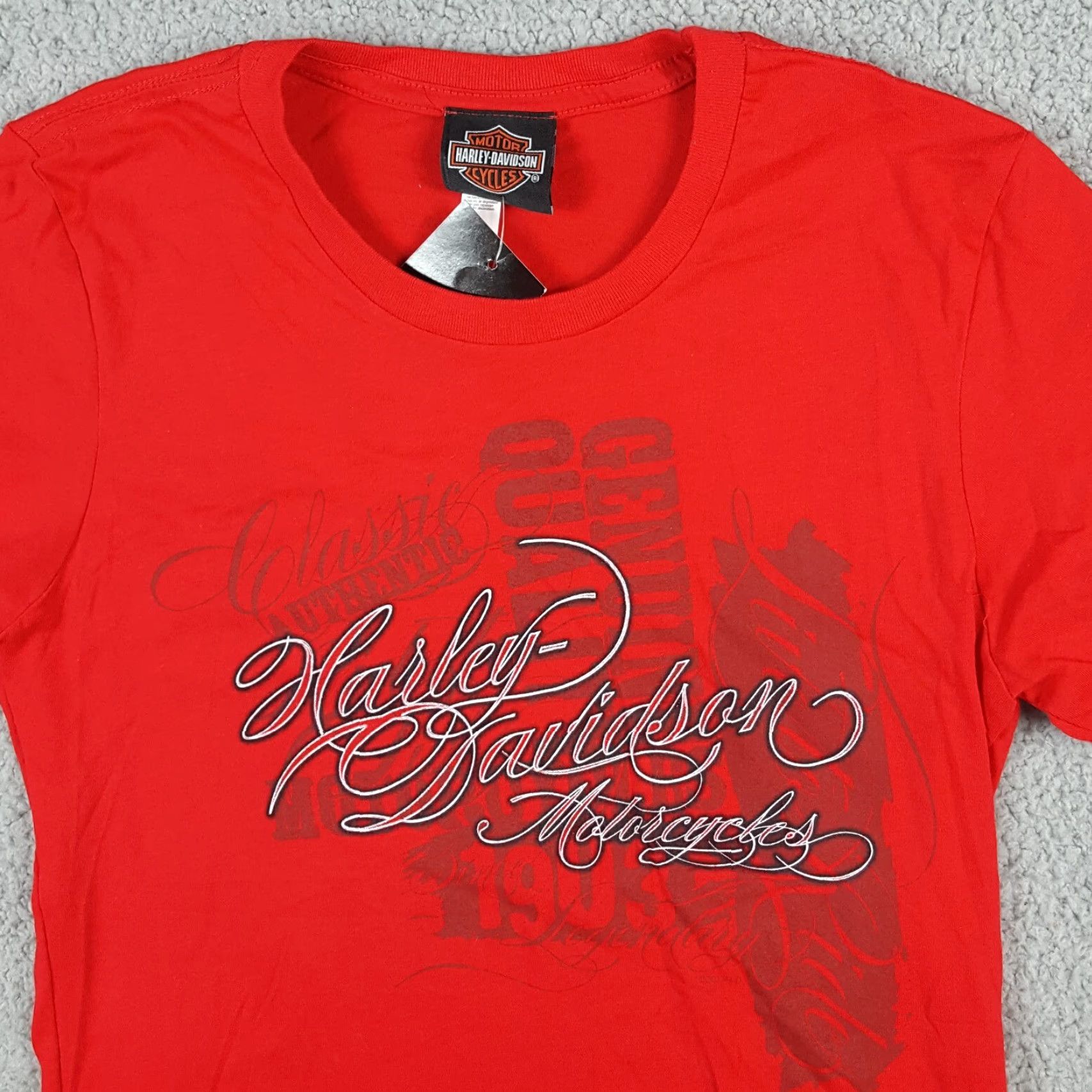Harley Davidson VINTAGE Harley-Davidson Biker Motorcycle T-Shirt Women's Medium Red Retro Crew Neck 90s Classic Grunge Size M / US 6-8 / IT 42-44 - 2 Thumbnail
