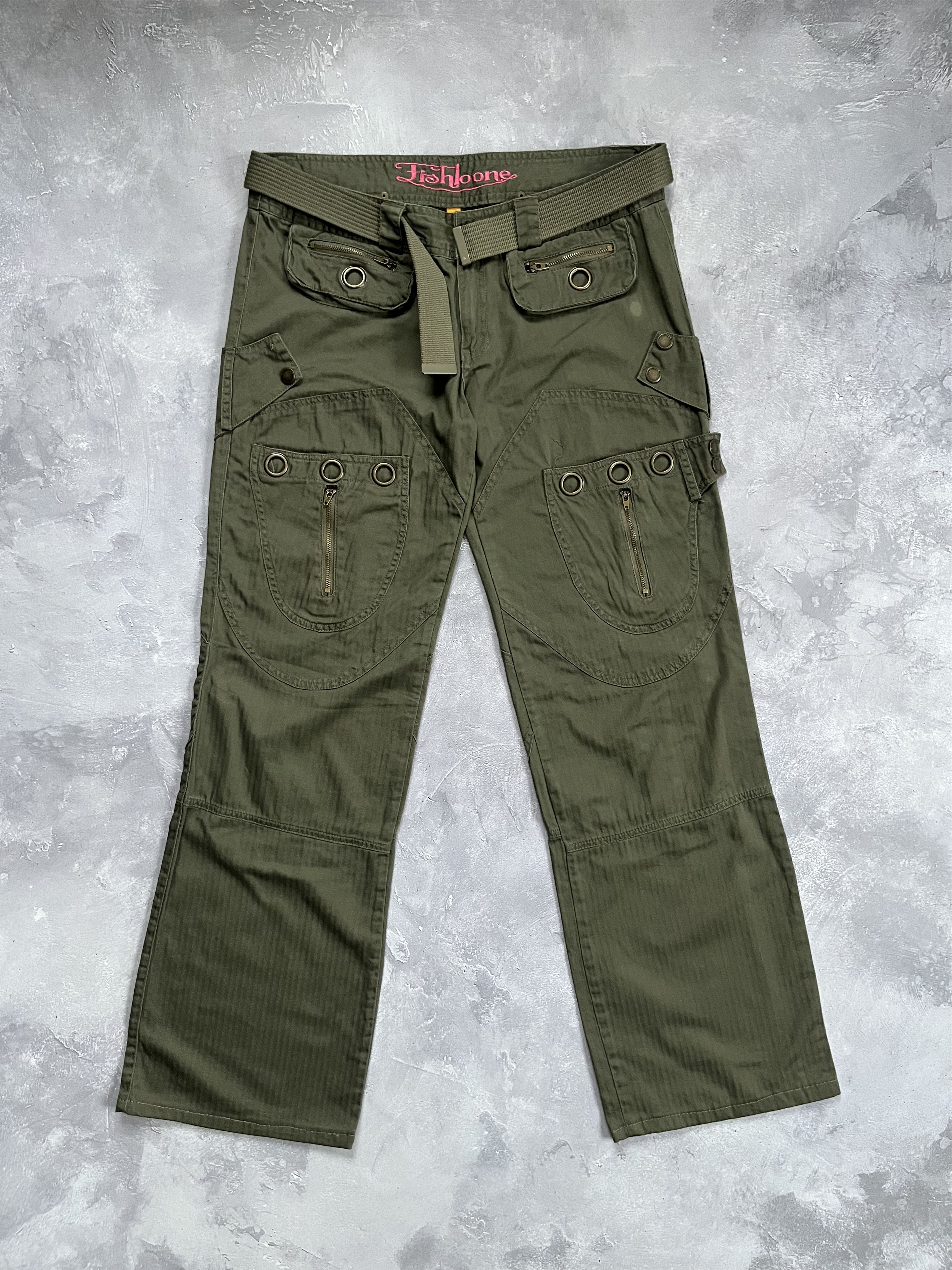 Vintage Fishbone Cargo Pants Military Olive Green Utility Techwear Size US 32 / EU 48 - 1 Thumbnail