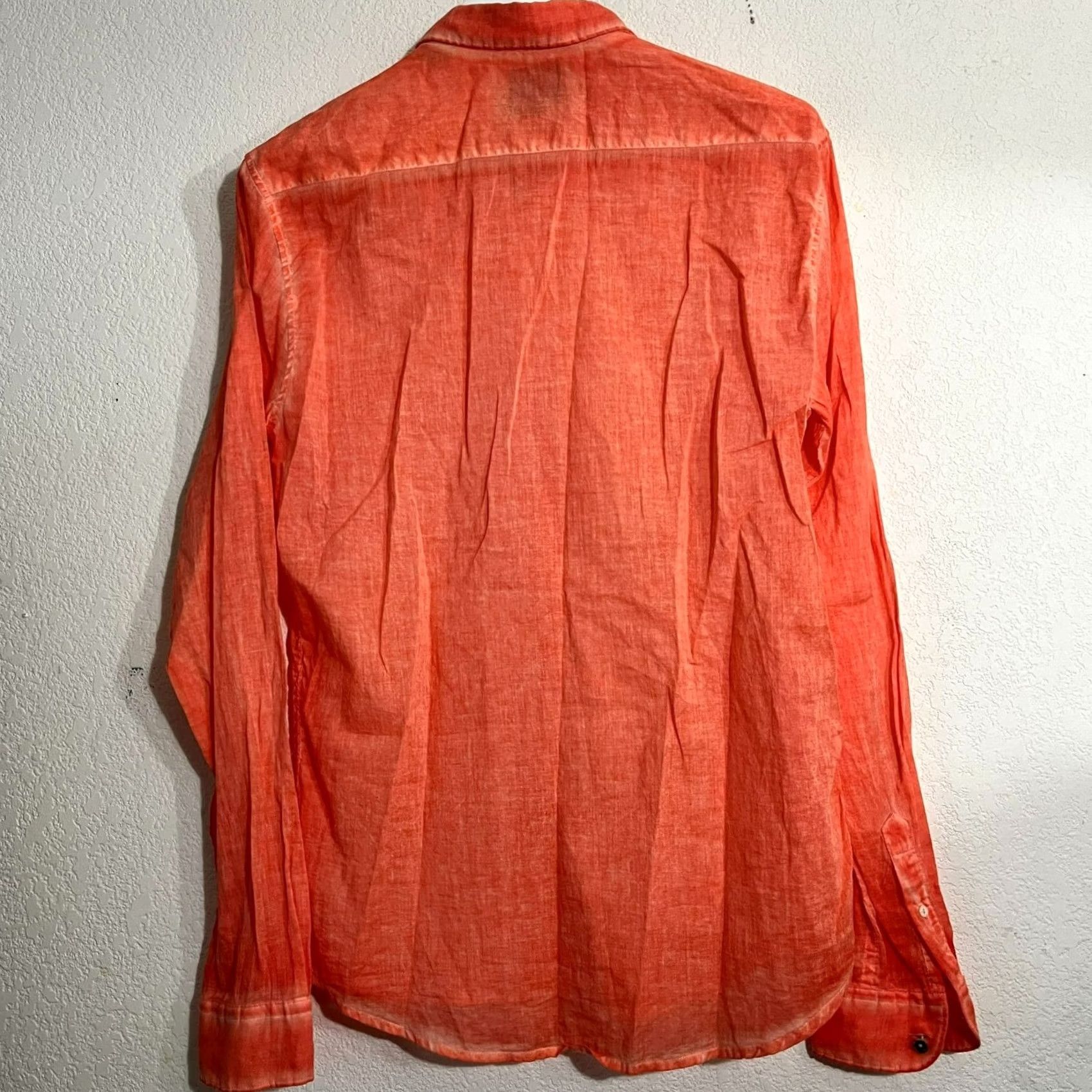 Scotch & Soda Scotch & Soda Men's Long Sleeve Collared Casual Button Up Shirt Orange M Size US M / EU 48-50 / 2 - 2 Thumbnail