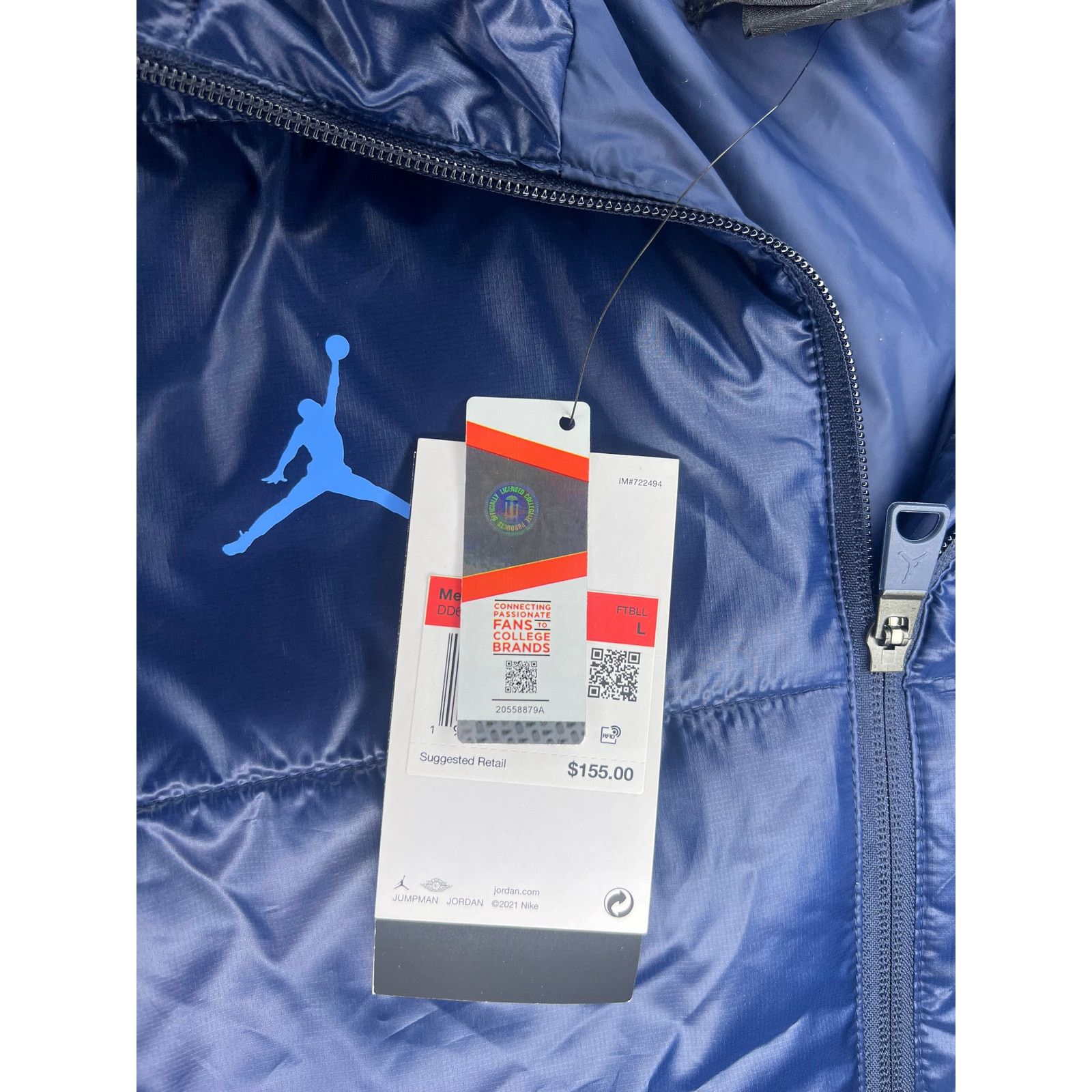 Jordan Brand Nike Air Jordan UNC Tar Heels Jacket Navy Blue Full-Zip Size US L / EU 52-54 / 3 - 8 Thumbnail