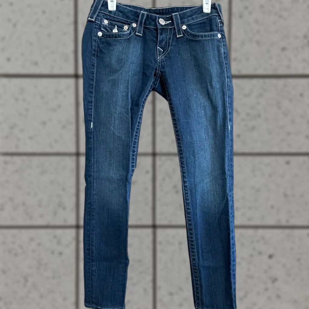 True Religion True Religion Women's Jeans Size 26 Dark Wash Skinny Denim 100% Cotton Regular Rise LS Pockets Blue Denim Skinny Jeans Women Size 26" / US 2 / IT 38 - 1 Thumbnail