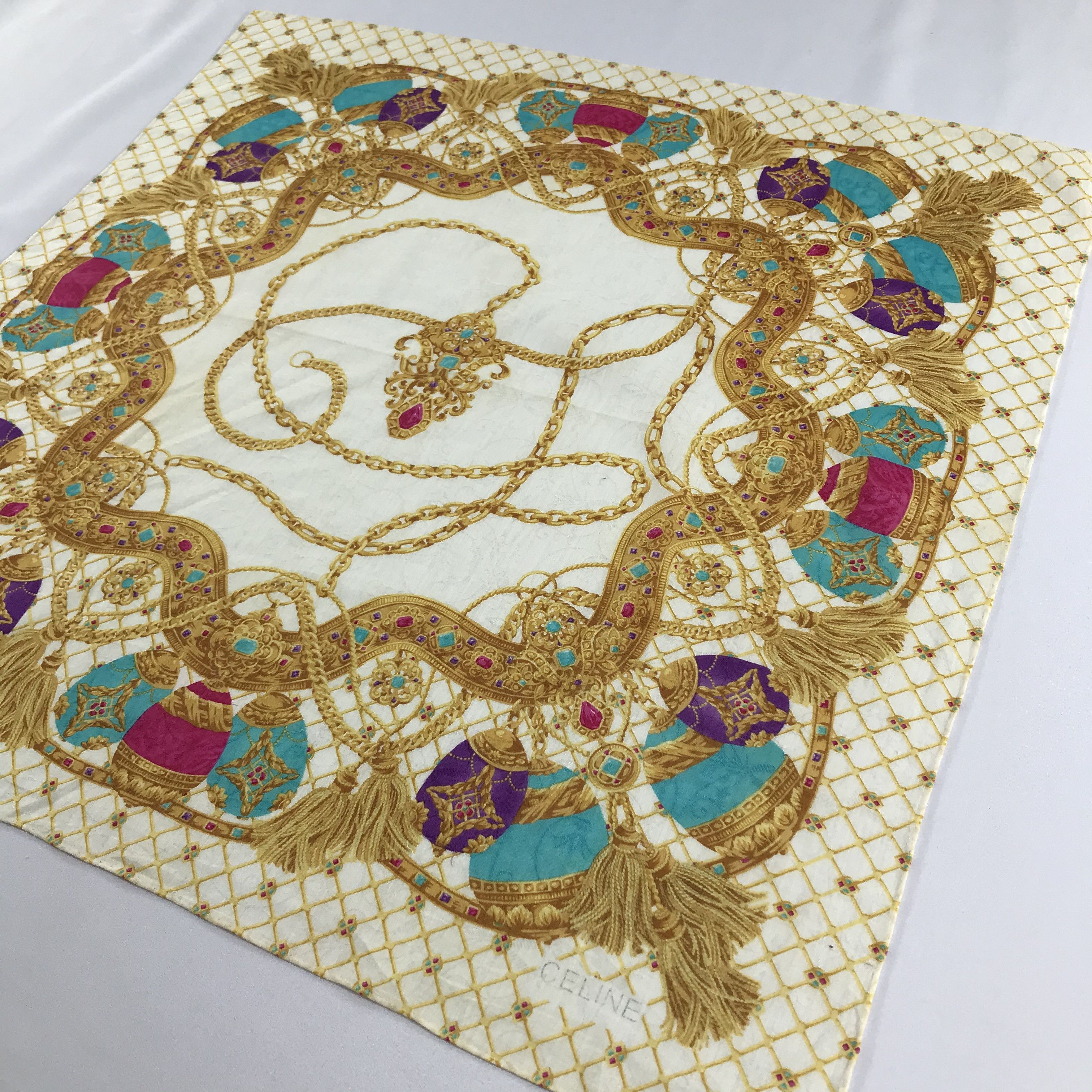 Celine Celine Gold Chains Handkerchief Neckerchief Bandana H780 Size ONE SIZE - 4 Thumbnail
