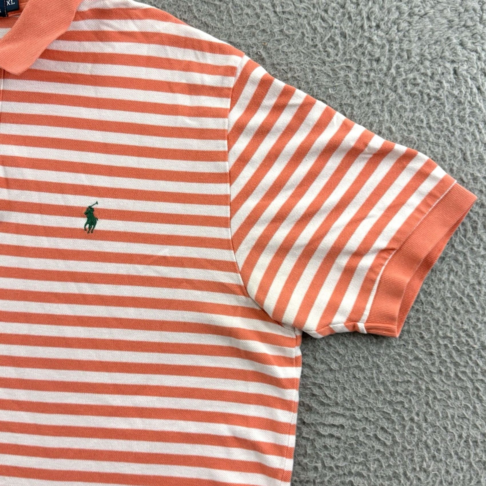 Polo Ralph Lauren Polo Ralph Lauren Shirt XL Orange Striped Polo Mens Short Sleeve Ribbed Knit Pocket Logo Preppy Classic Rugby Golf Size US XL / EU 56 / 4 - 5 Thumbnail