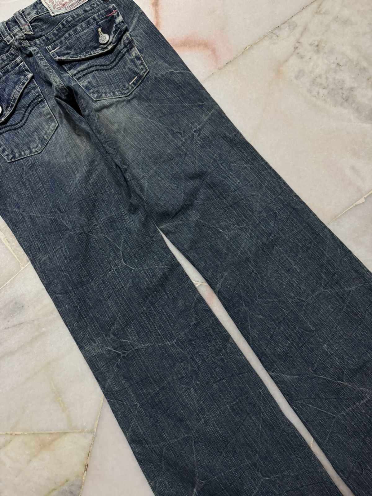 Tornado Mart 💥FLARE💥90's STYLE C-SEVENTEEN WHISKER CLAWMARK BELL BOTTOM Size US 29 - 14 Thumbnail