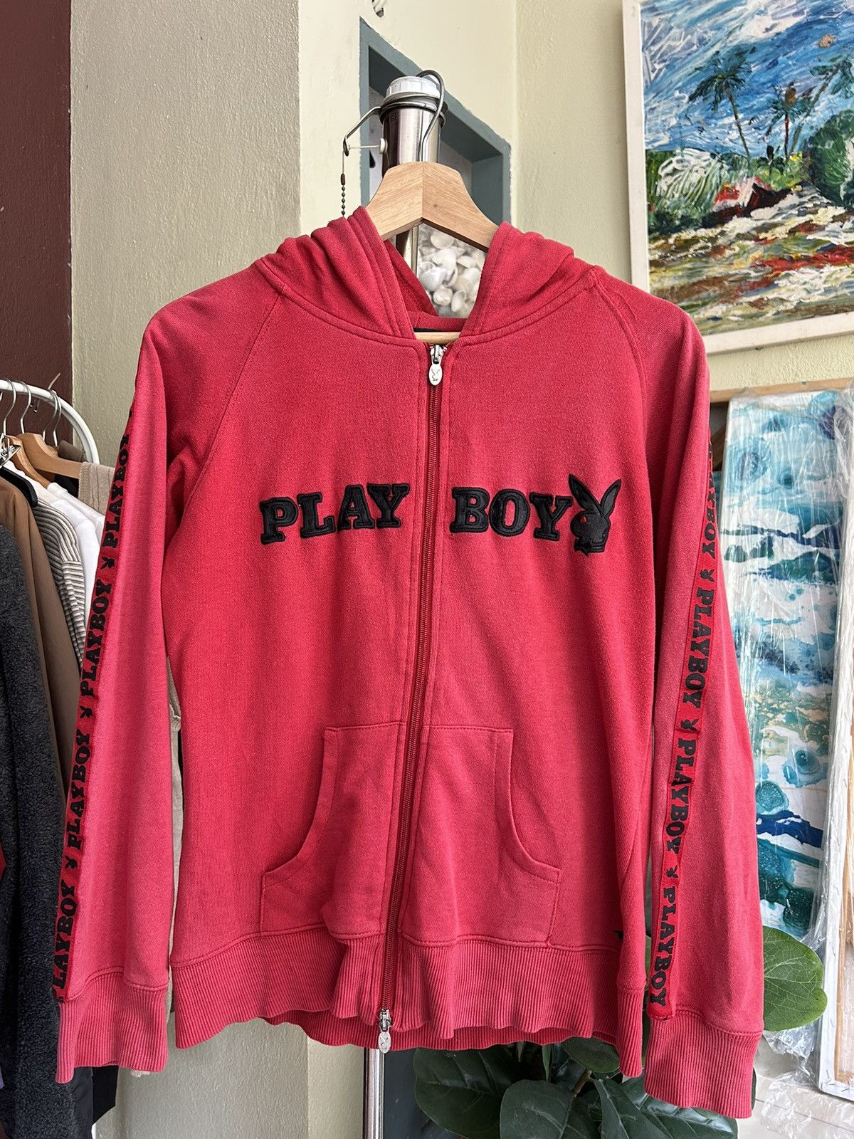 image of Playboy Hoodie Side Tipe in Pink, Women's (Size Large)