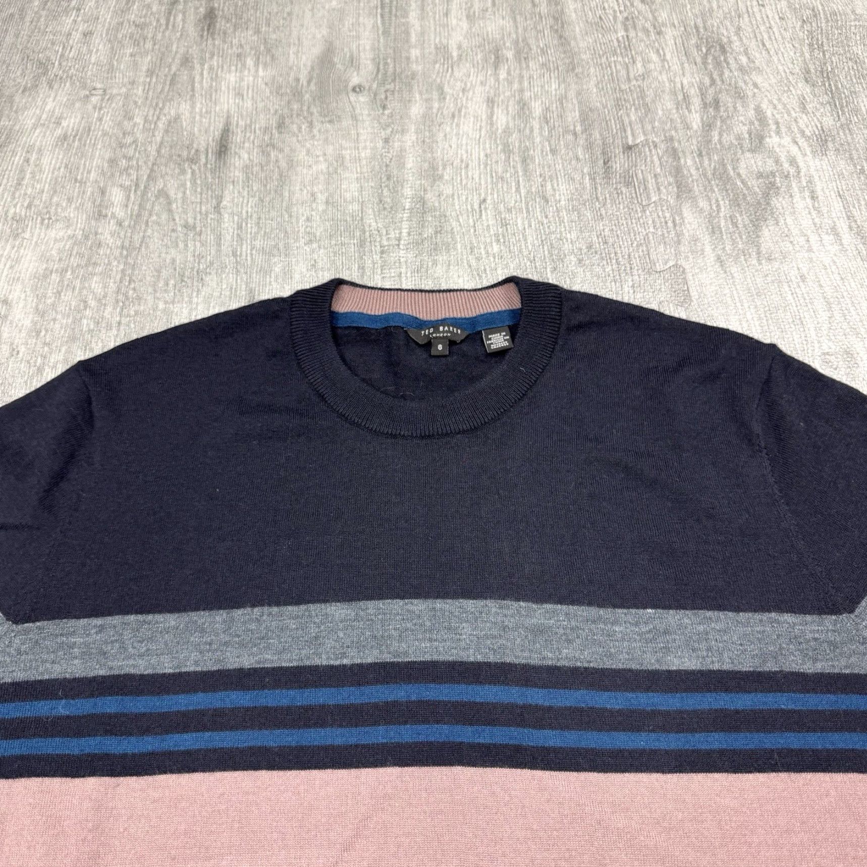 Ted Baker VINTAGE Ted Baker Sweater Mens Size 6 Crew Neck Lightweight Wool-Blend Micro Striped Pull Over Size US S / EU 44-46 / 1 - 2 Thumbnail