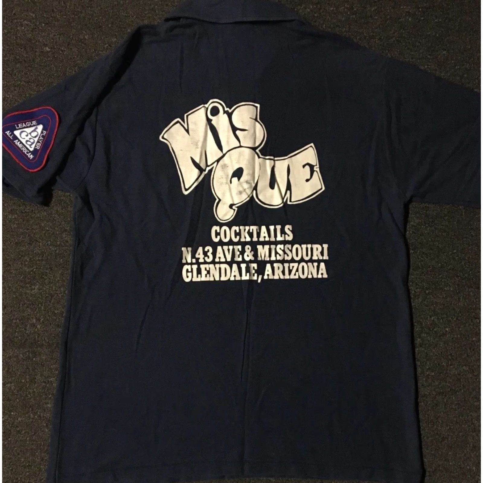 Vintage VINTAGE Mis Que Bar Faded Polo Shirt L USA Blue Striped Bar Bowling Billiards 80s 90s Grunge USA Mens Size US L / EU 52-54 / 3 - 2 Thumbnail