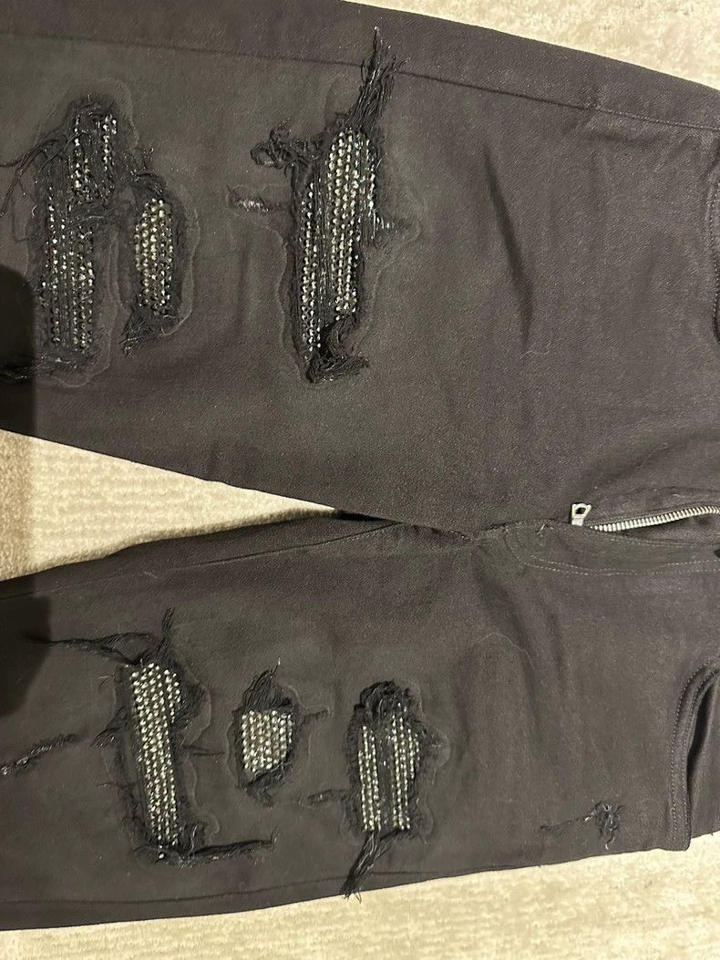 Amiri Amiri Black Diamond Crystal Destroy Jean Size US 31 - 2 Thumbnail