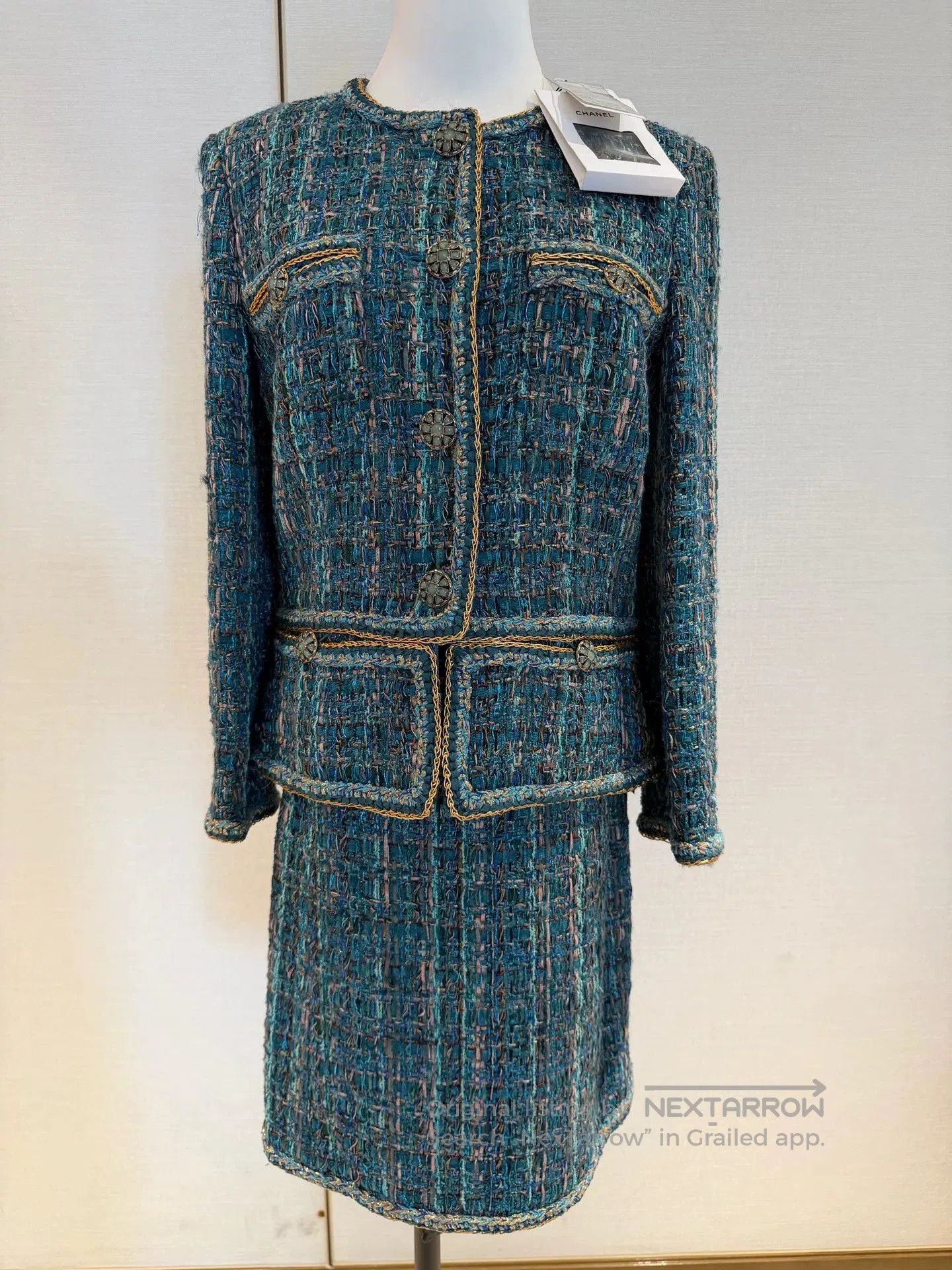 Chanel Chanel Egyptian Blue Tweed Skirt. Size US 36 / EU 52 - 1 Thumbnail