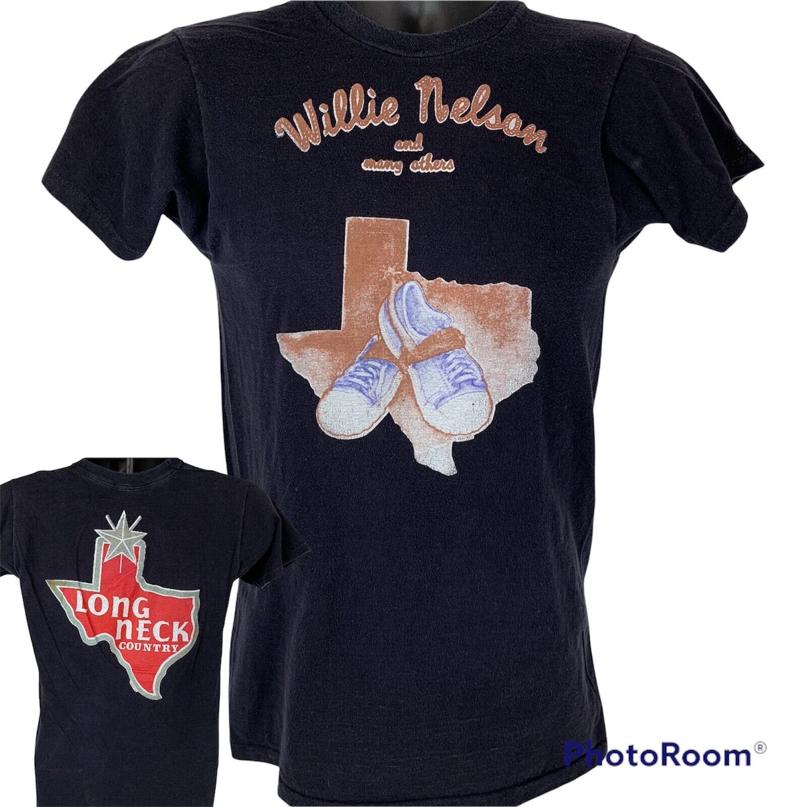 image of Willie Nelson Lone Star Beer Vintage 70's T Shirt Small 1974 in Black, Men's