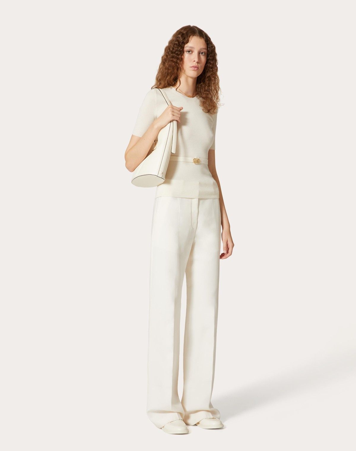 Valentino o1s1wg110525 Wool Jumper in White Size M / US 6-8 / IT 42-44 - 3 Thumbnail