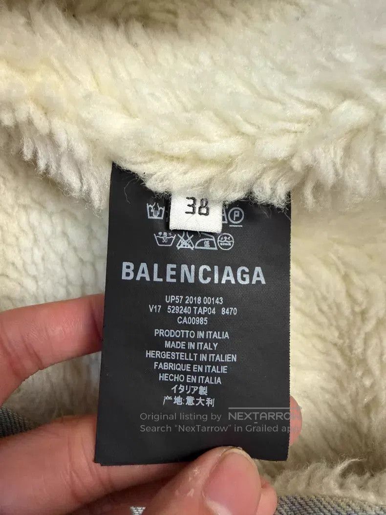 Balenciaga Balenciaga Shearling Lined Denim Jacket with Back Logo Size XS / US 0-2 / IT 36-38 - 4 Thumbnail