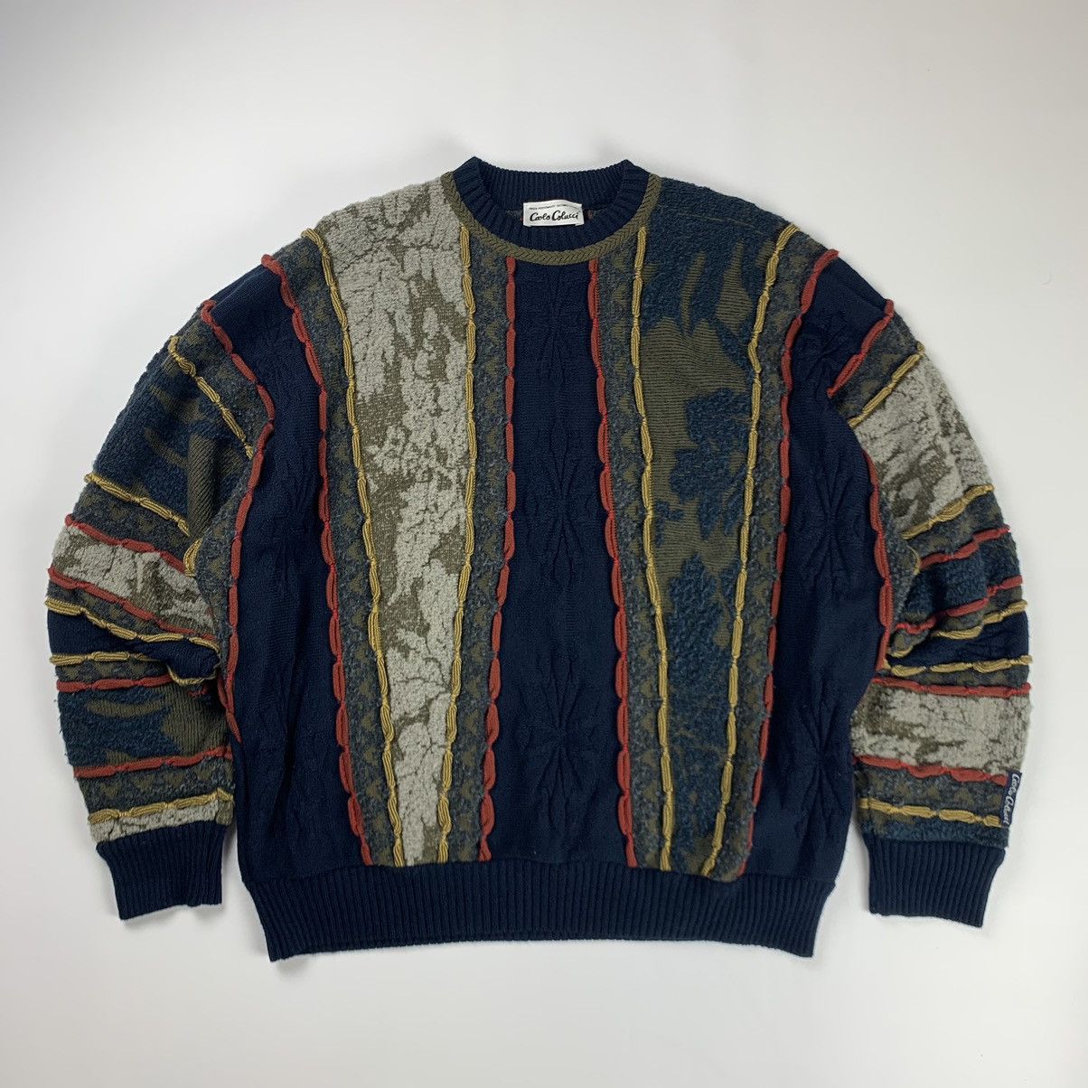 Vintage heavy knit 3D coogi style sweater