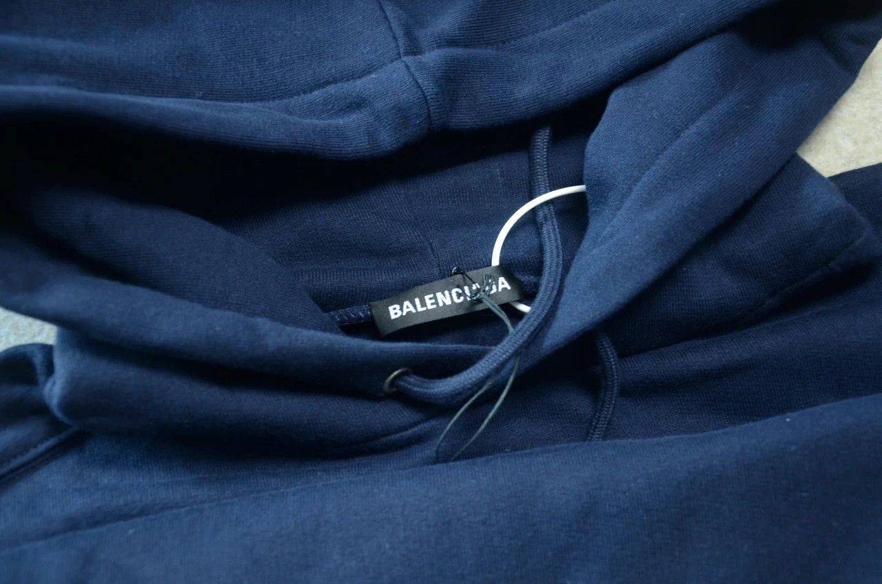 Balenciaga Balenciaga Navy Eiffel Tower Print Logo Loose Hoodie M Size US M / EU 48-50 / 2 - 7 Thumbnail