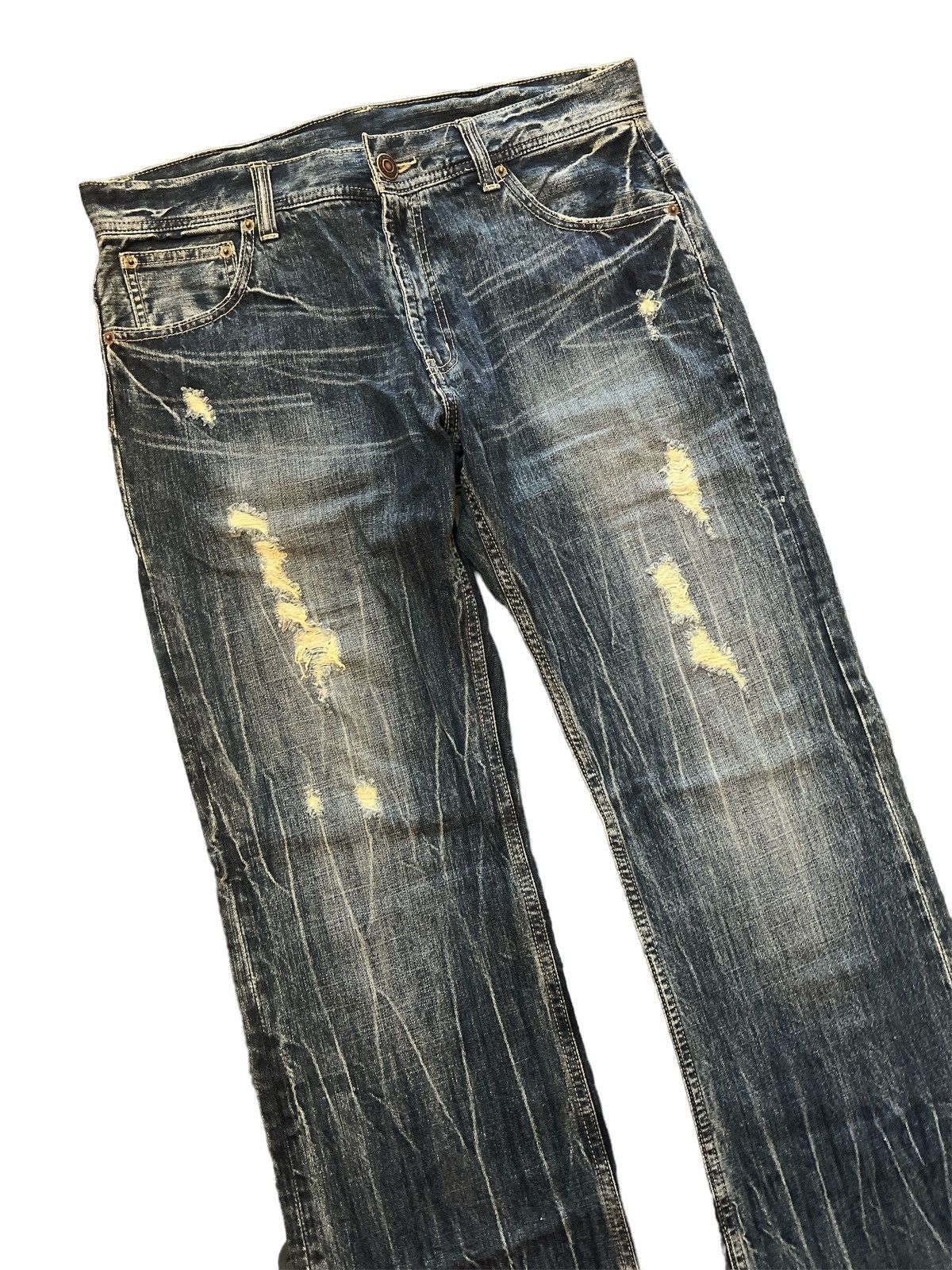 Japanese Brand FLARED💥UNKNOW JAPANES BRAND RIPPED DISTRESSED DENIM PANT Size US 33 - 6 Thumbnail