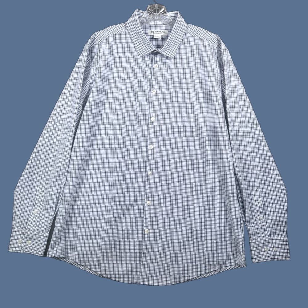 Mizzen+Main Mizzen+Main Button-Up Shirt Long Sleeve Slim Fit Mens 2XL Blue Check Size US XXL / EU 58 / 5 - 1 Thumbnail