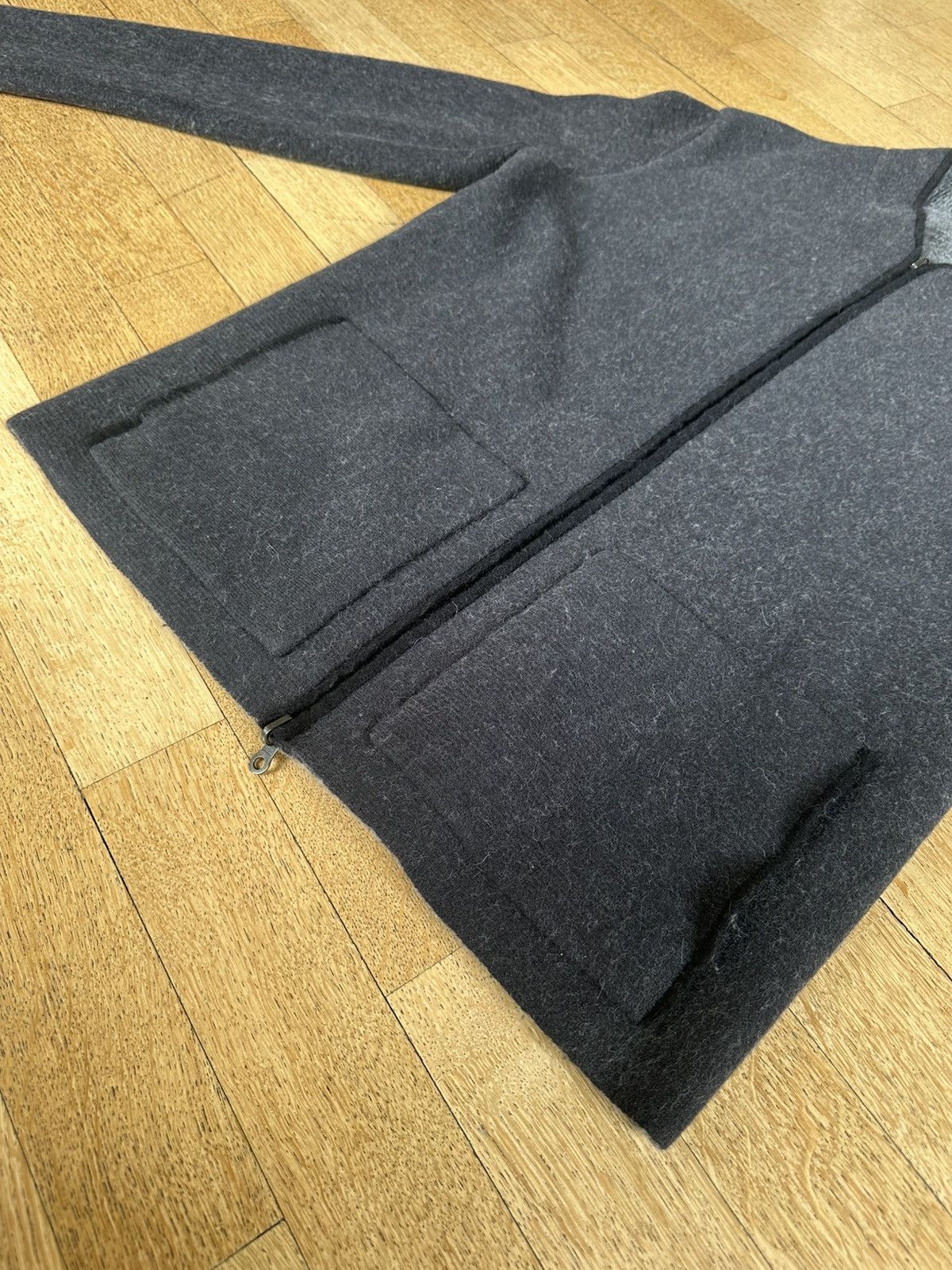 Label Under Construction Reversible wool and angora dark grey bomber Size US L / EU 52-54 / 3 - 3 Thumbnail