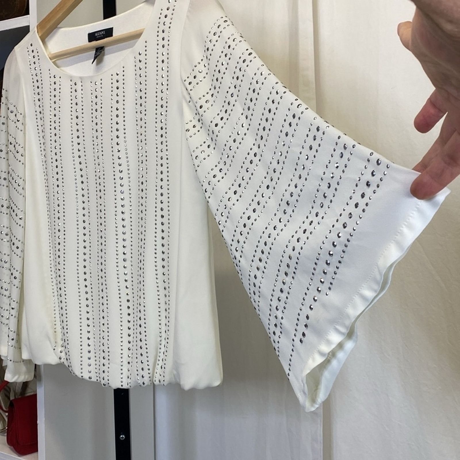 Alfani Gorgeous, edgy flowy top with silver studs small Size XS / US 0-2 / IT 36-38 - 3 Thumbnail