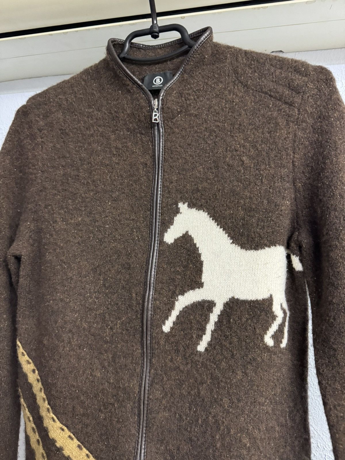 Bogner Bogner Wool Leather Horse Hermes Style Zip Up Sweater Size US S / EU 44-46 / 1 - 3 Thumbnail