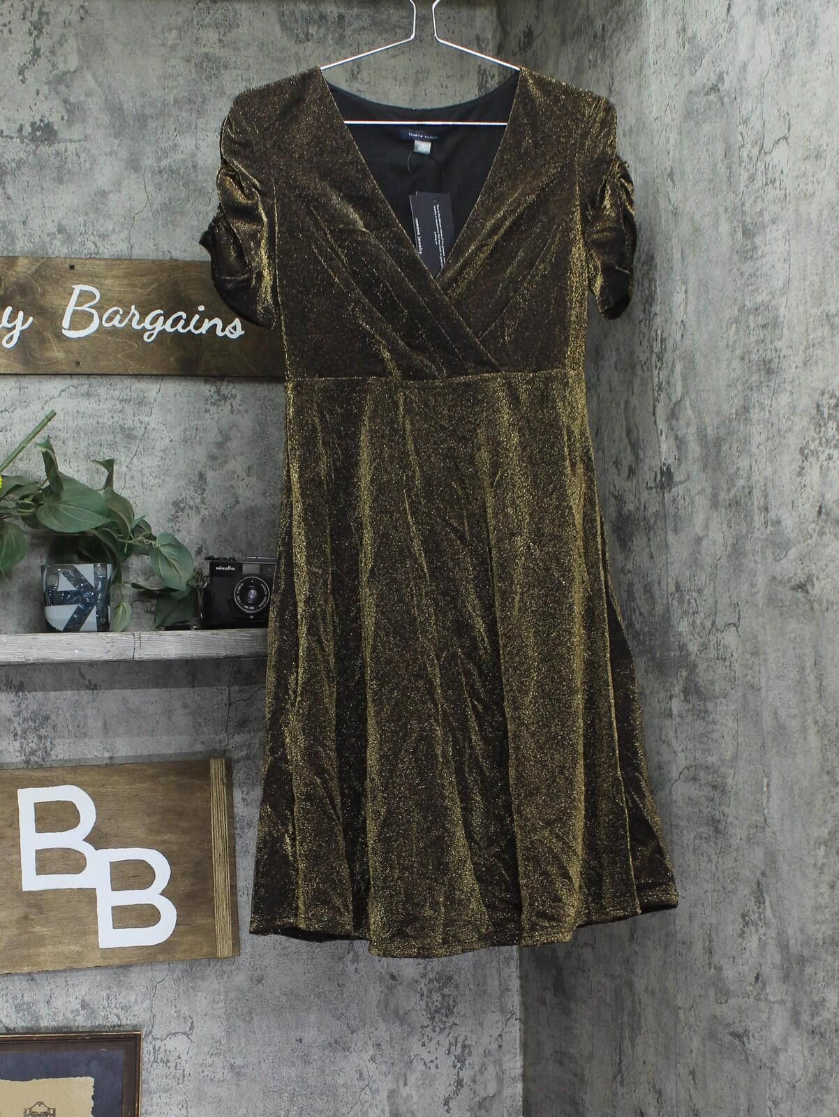 Tommy Hilfiger Nwt Tommy Hilfiger Sleeve Fit Flare Dress Bronze / Black 4 Size S / US 4 / IT 40 - 1 Thumbnail