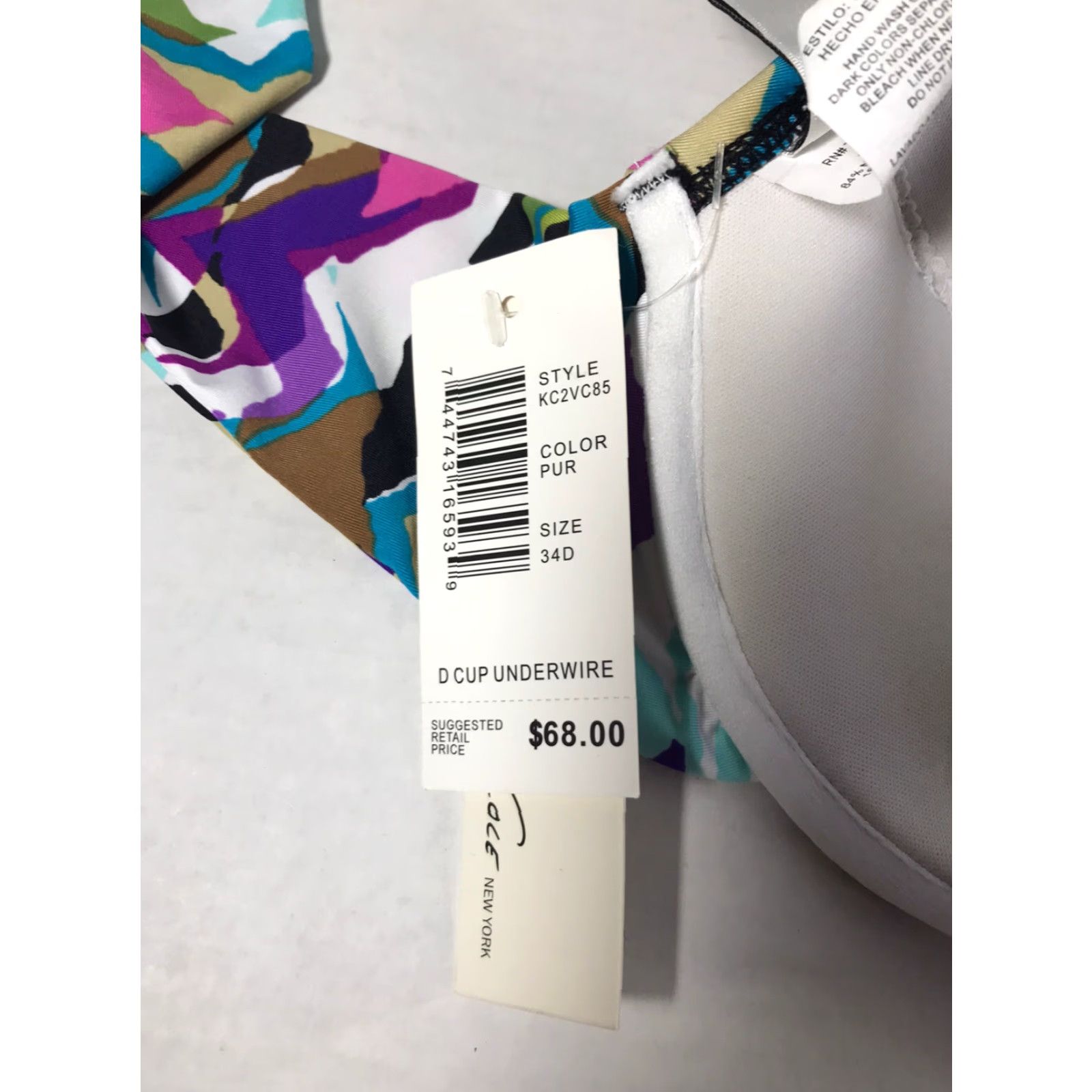 Kenneth Cole Kenneth Cole New York Women's Swim Top Push-Up Underwired 34D Multicolor Floral Spaghetti Strap Size XXS / US 00 / IT 34 - 6 Thumbnail