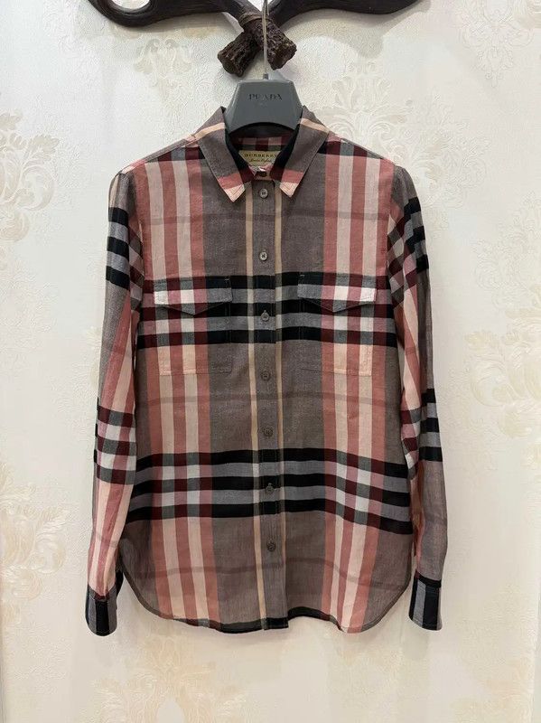Burberry Burberry Light Gray Cotton Check Long Sleeve Shirt Size XS / US 0-2 / IT 36-38 - 1 Thumbnail