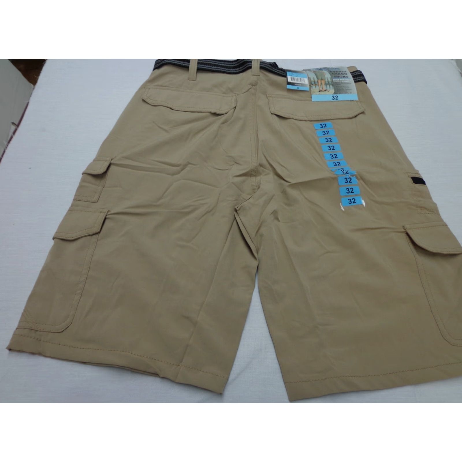 CO Iron Co Belted Stretch Performance Hybrid Cargo Shorts Cargo Men 32 Brown Tan Belted Modern 92% Polyester 8% Spandex Casual Workwear Travel 90s? Size US 32 / EU 48 - 3 Thumbnail